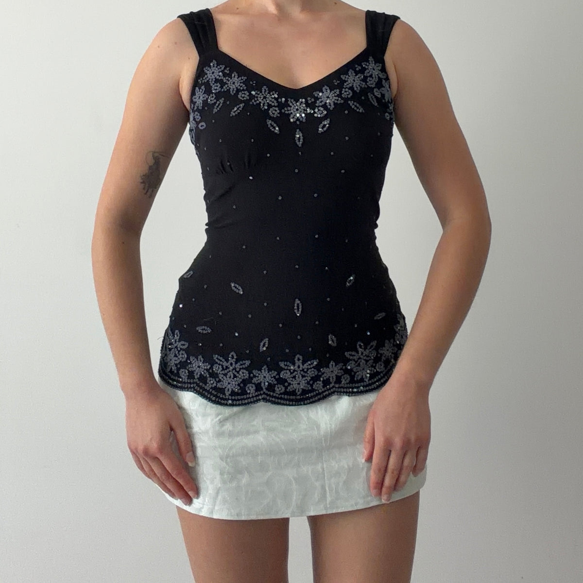 R & K Evening Beaded Cami Top | S