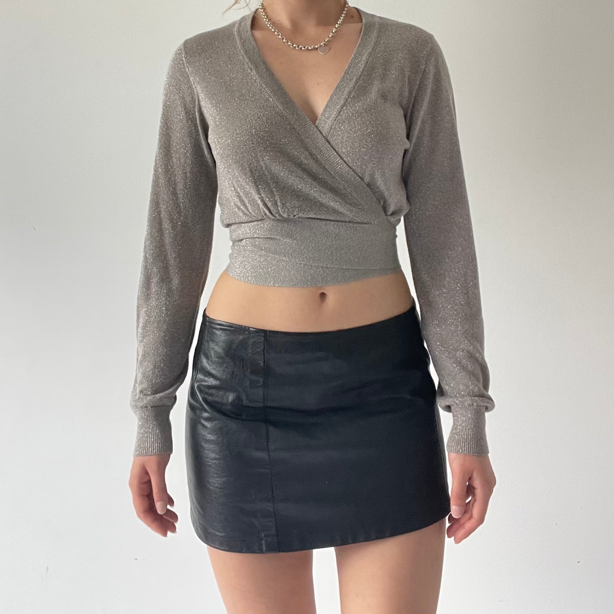 Glittery Wrap Knit Top | 6-10