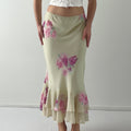 00s Floral Ruffle Midi Skirt | 10-12