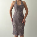 Papēll Boutique Silk Beaded Halter Dress | S