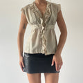 Silk Ruffle Button Up | 10-12
