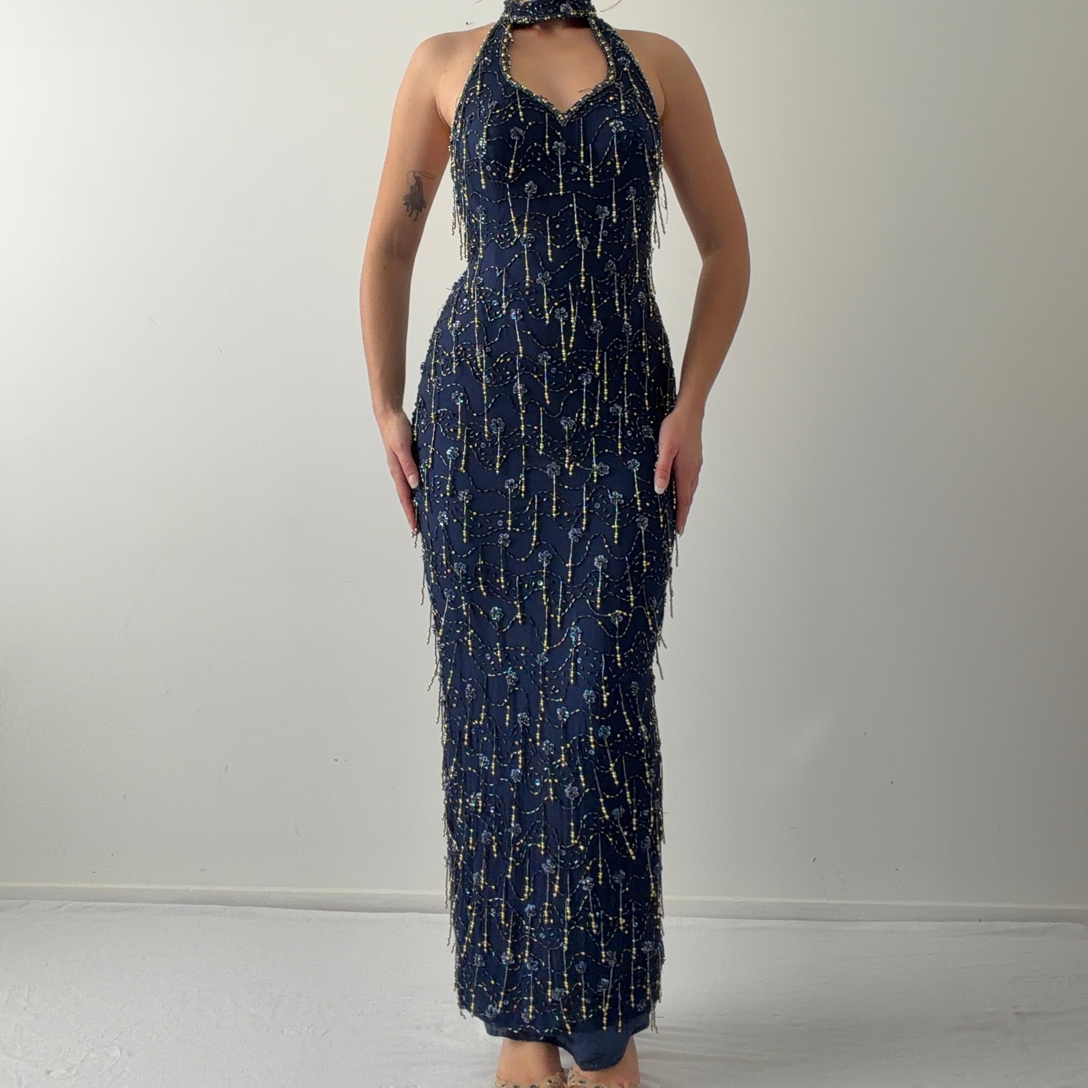 Mike Benet Silk Beaded Dress | XS
