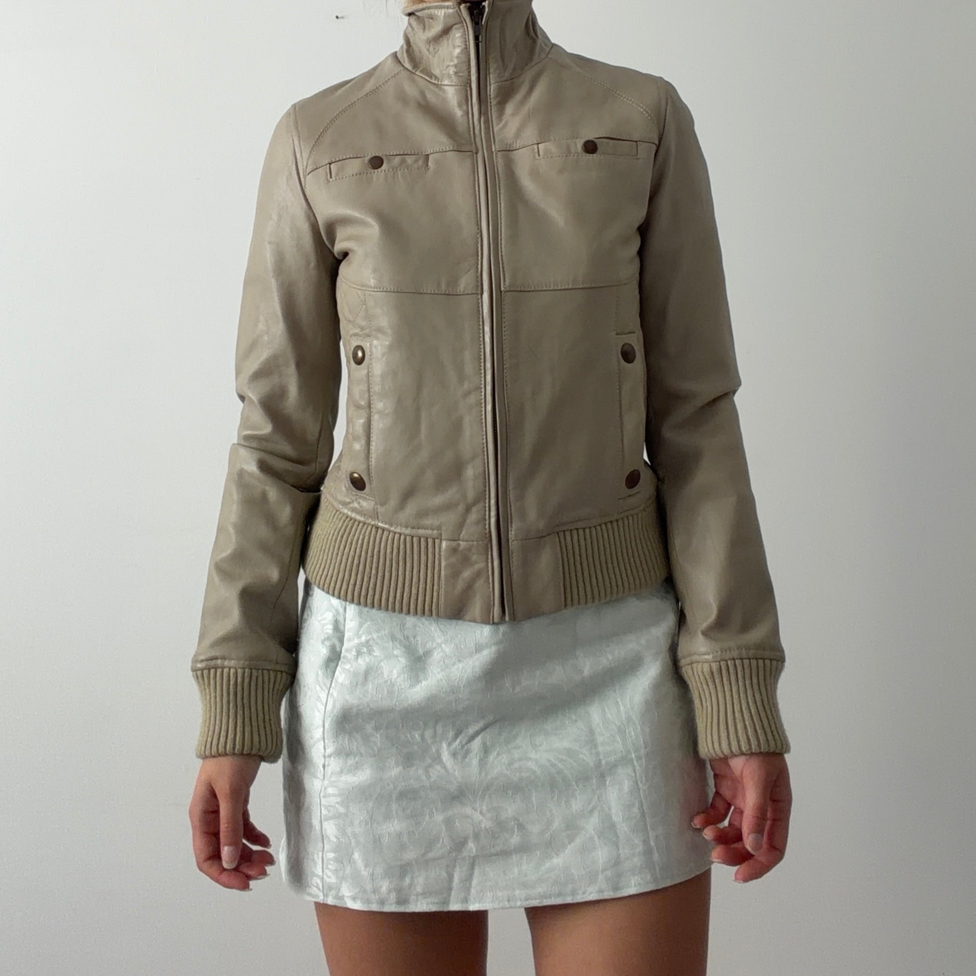 Mango Leather Moto Jacket | XS