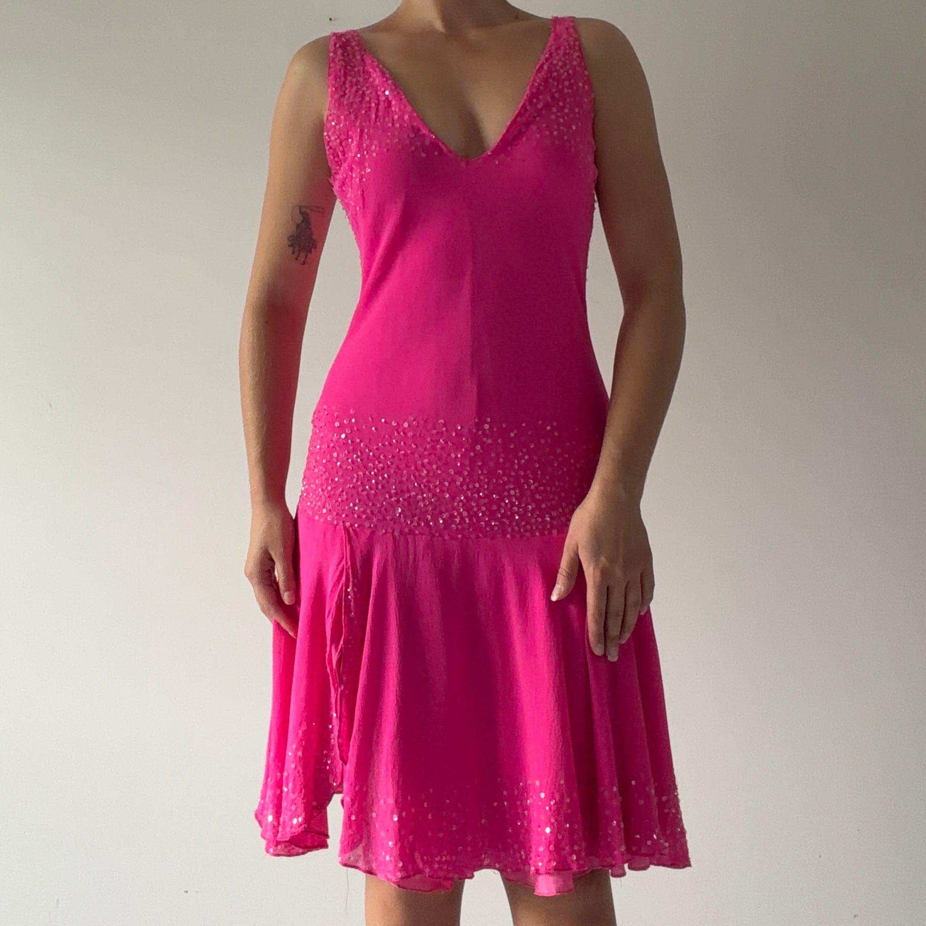 Silk Sequin Midi Dress | 8-10