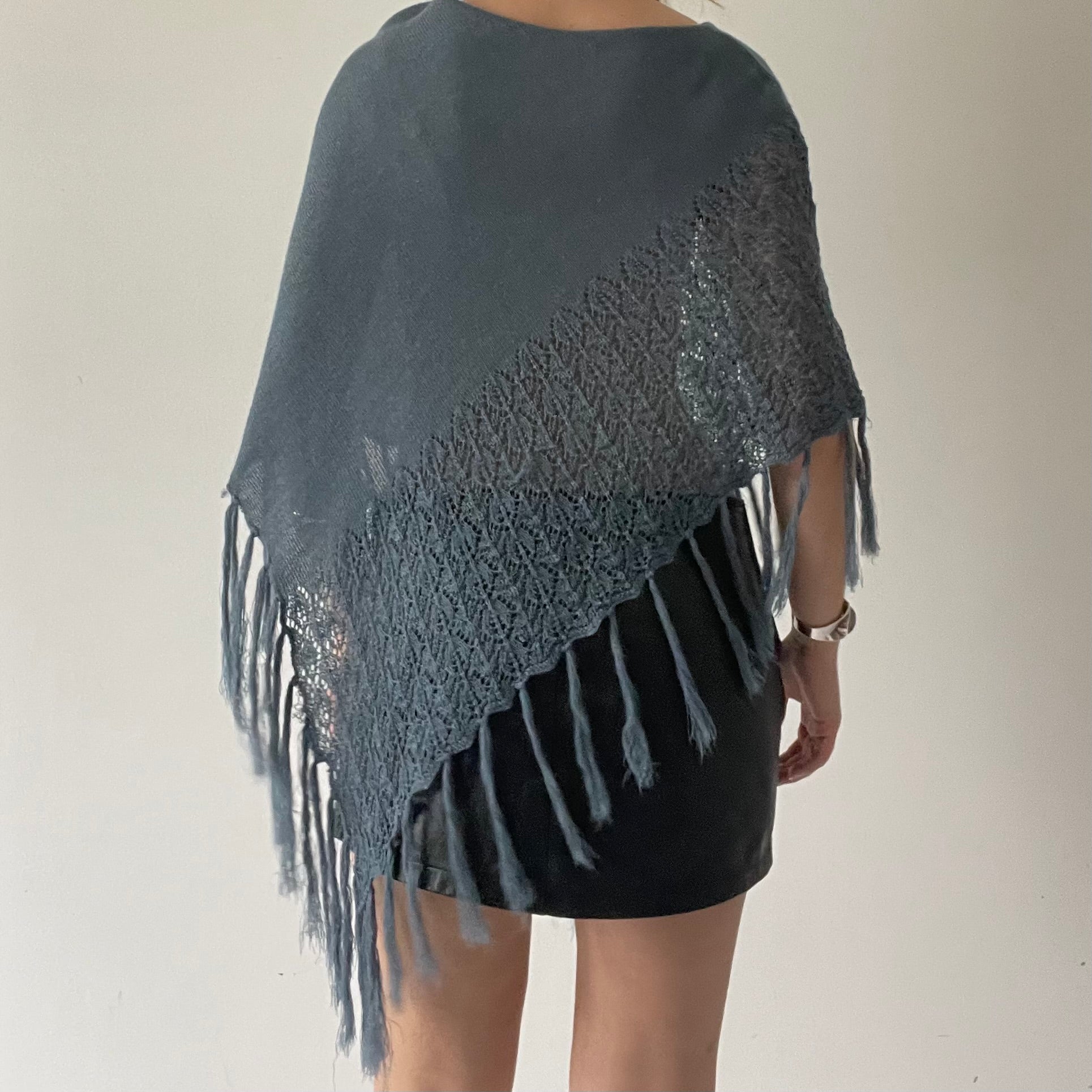 Crochet Knit Poncho | OS