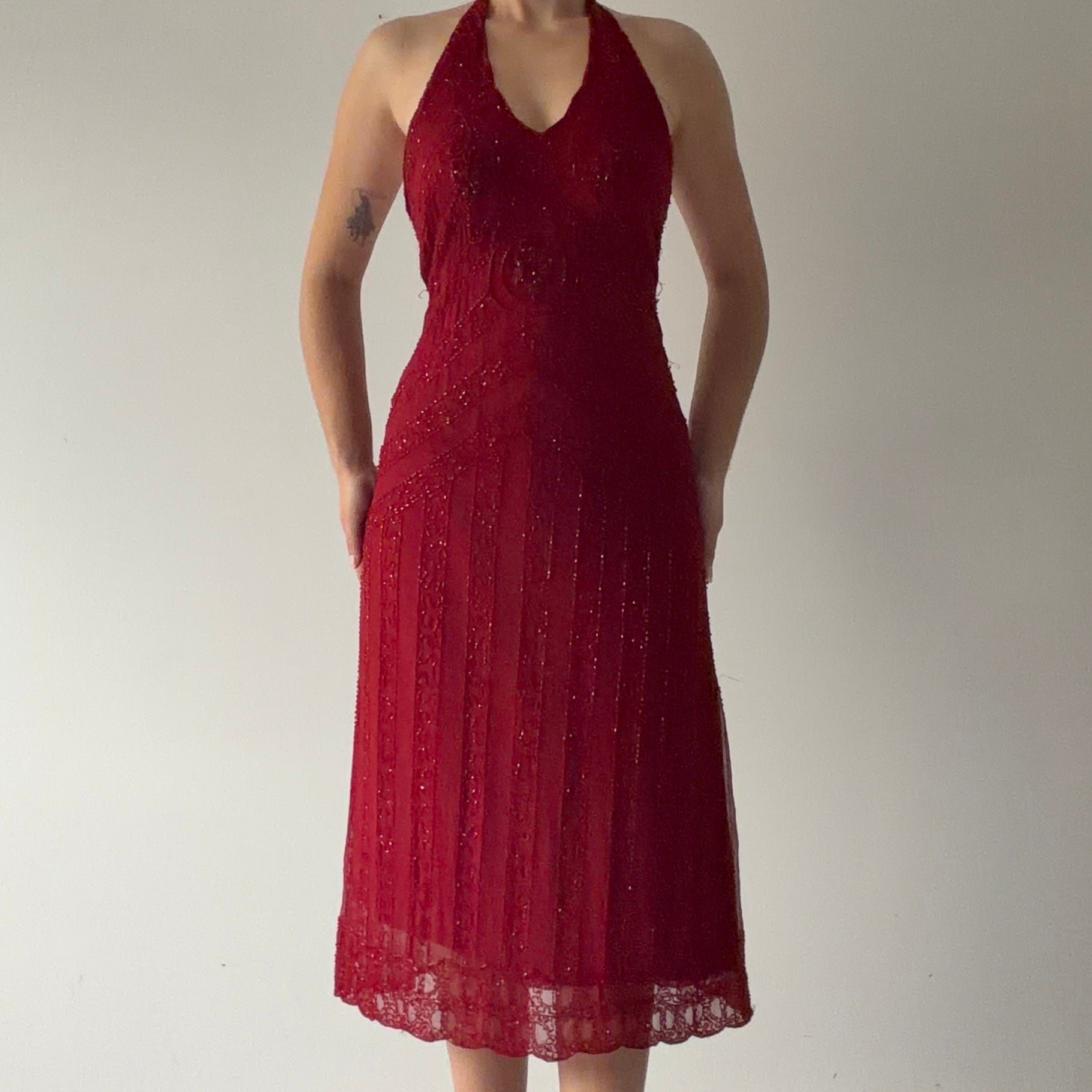 Massimo Dutto Silk Beaded Dress | S