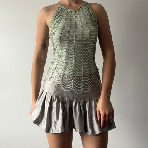 Quiz Beaded Crochet Top | S