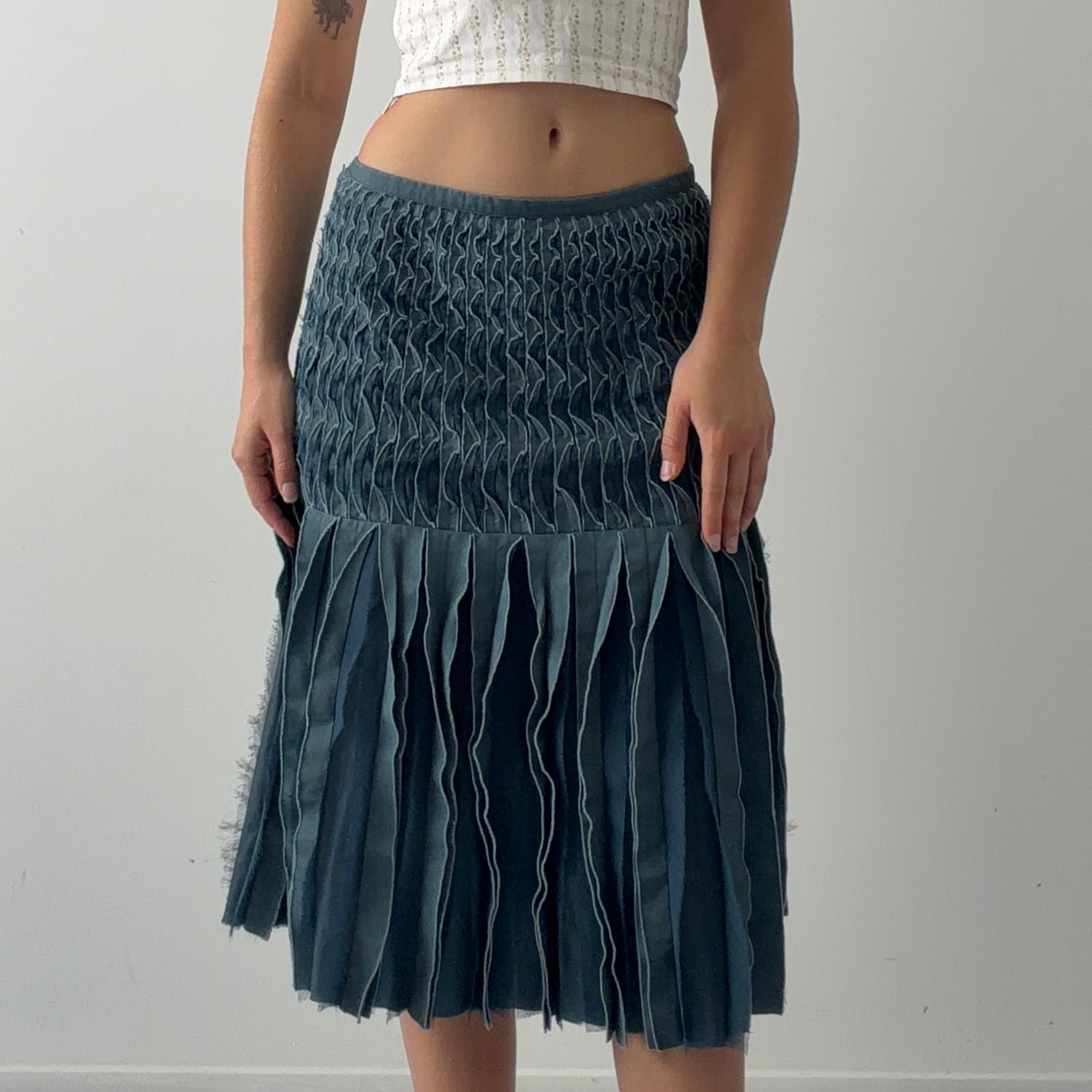 Two Tone Pleated Midi Skirt | 6-10