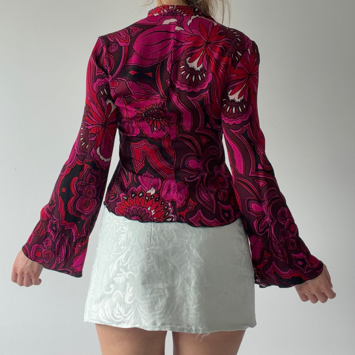 Trina Turk Silk Bell Sleeve Top | S