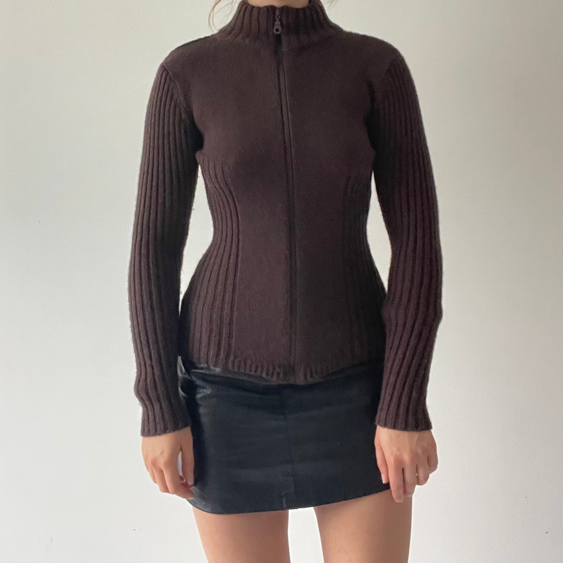 90s Glassons Wool knit Zip Up | 6-8