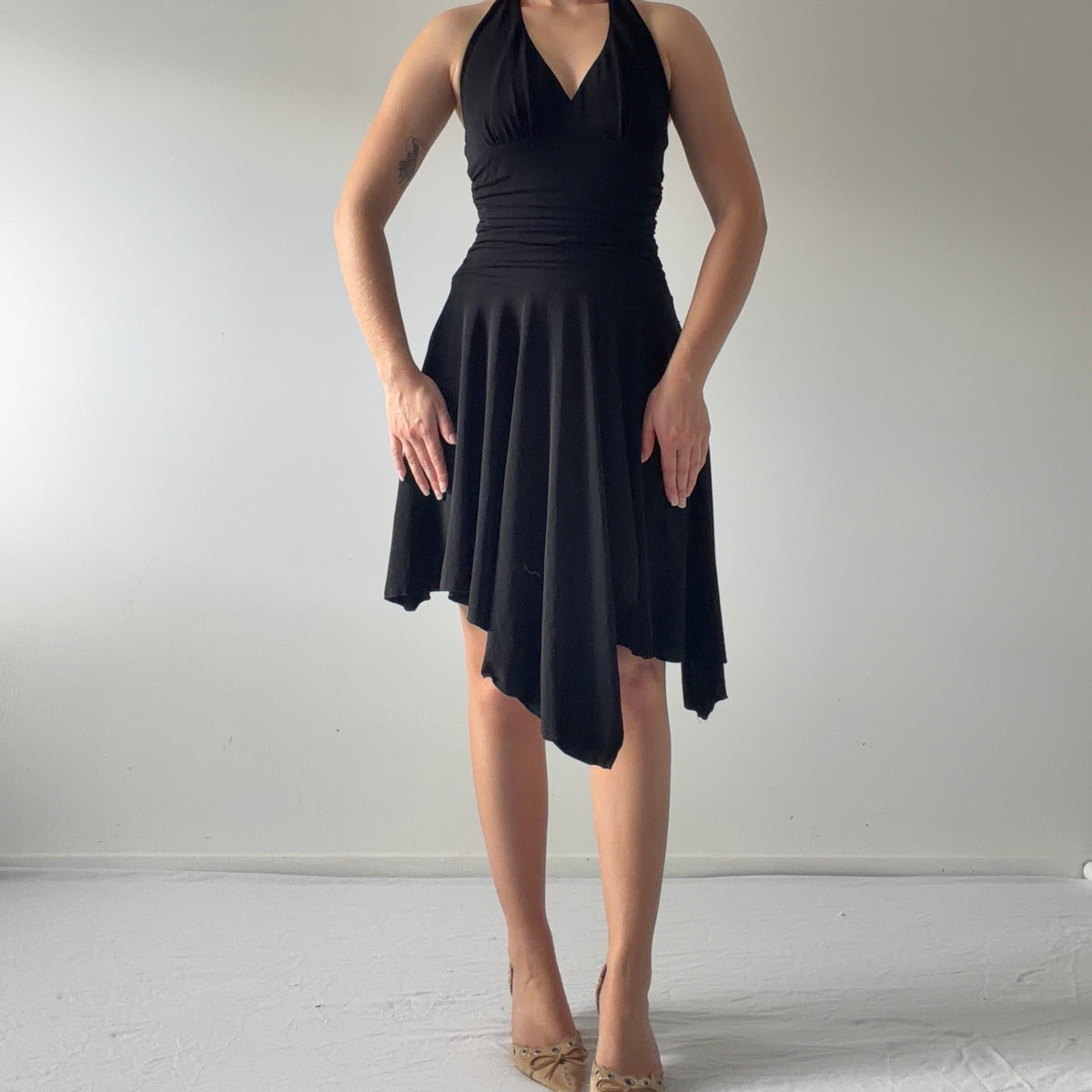 Speechless Asymmetric Halter Midi Dress | M