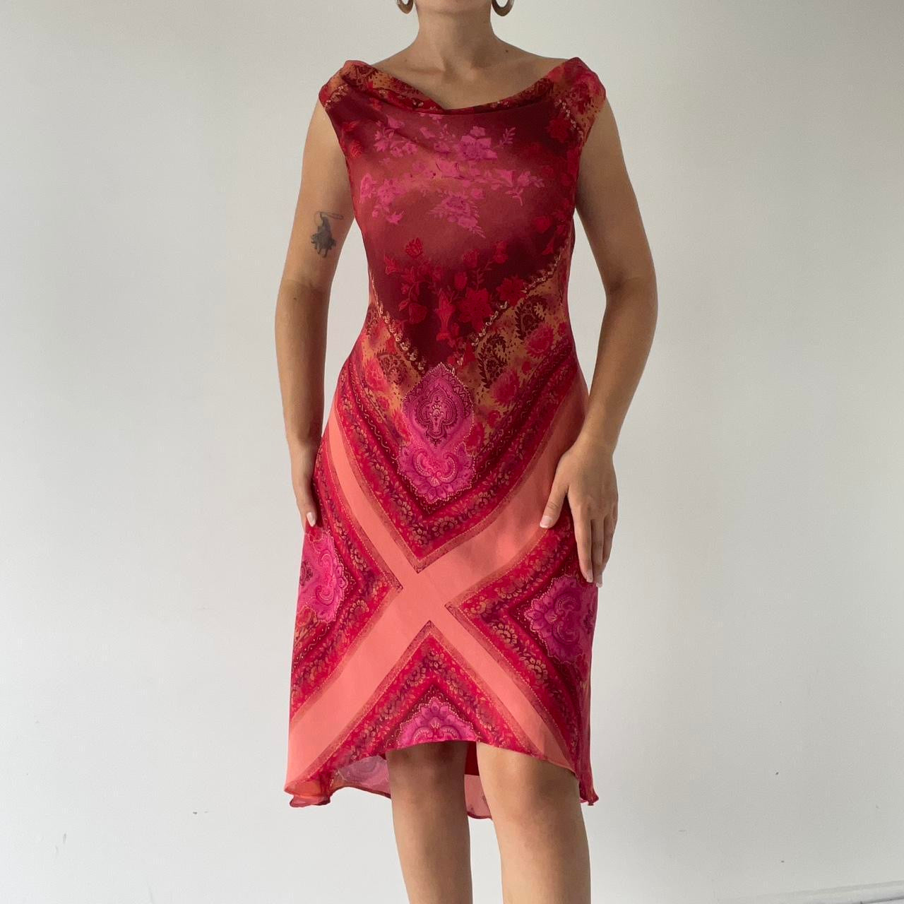Paisley Cowl Midi Dress | Made in USA | 8-10