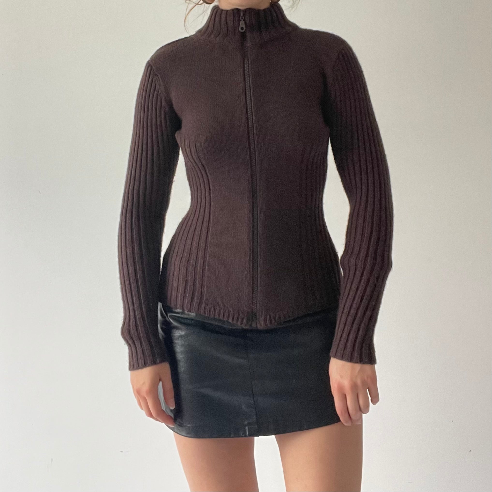 90s Glassons Wool knit Zip Up | 6-8
