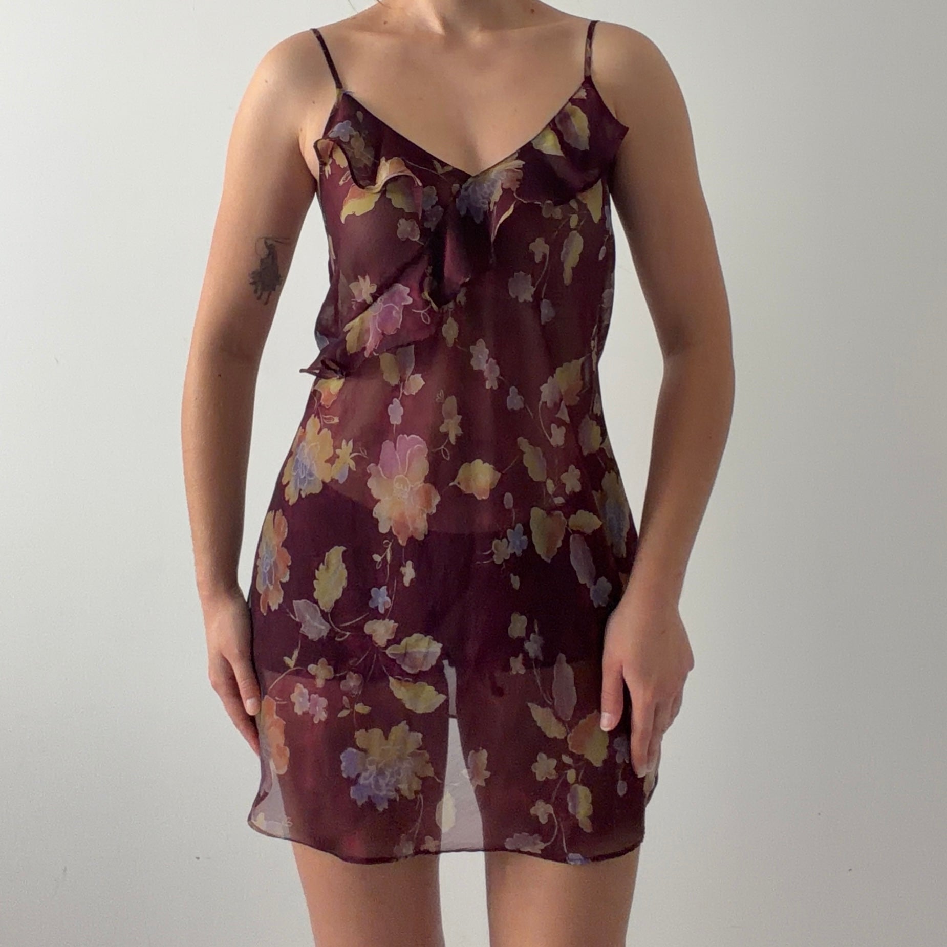 Morgan Taylor Floral Ruffle Slip Dress | M