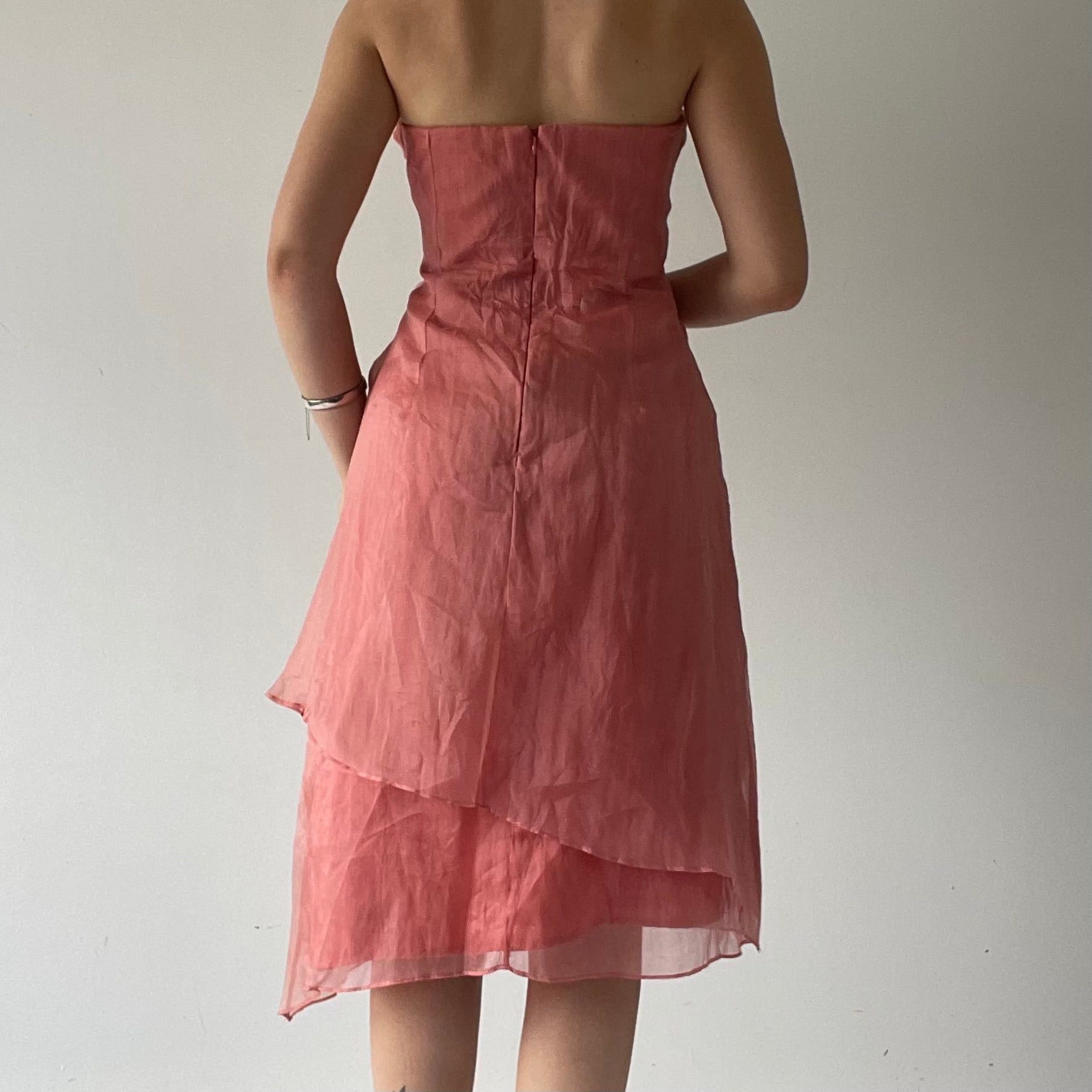 Veronika Maine Silk Strapless Dress | 10-12