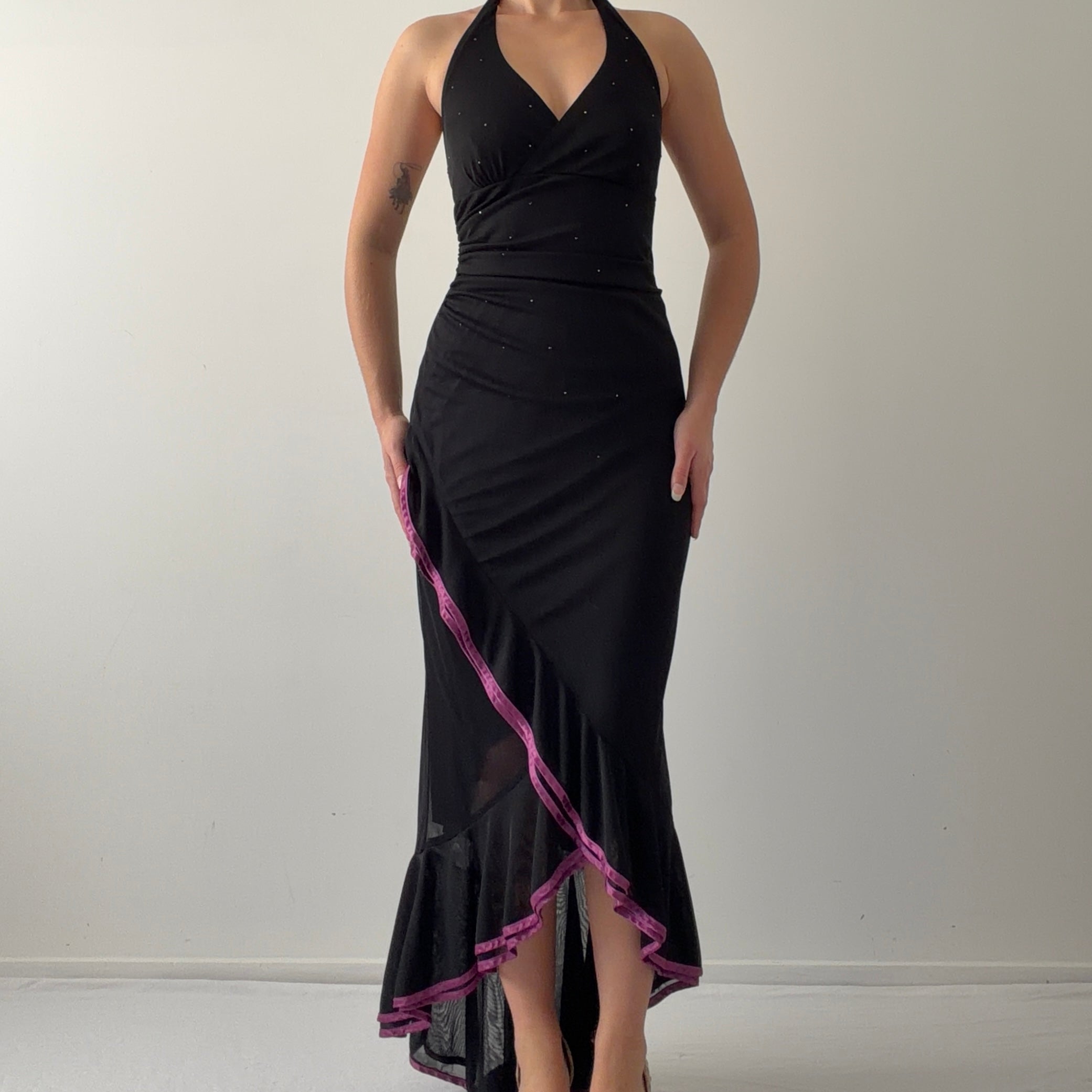 Rampage Ruffle Halter Dress | Made in USA | L