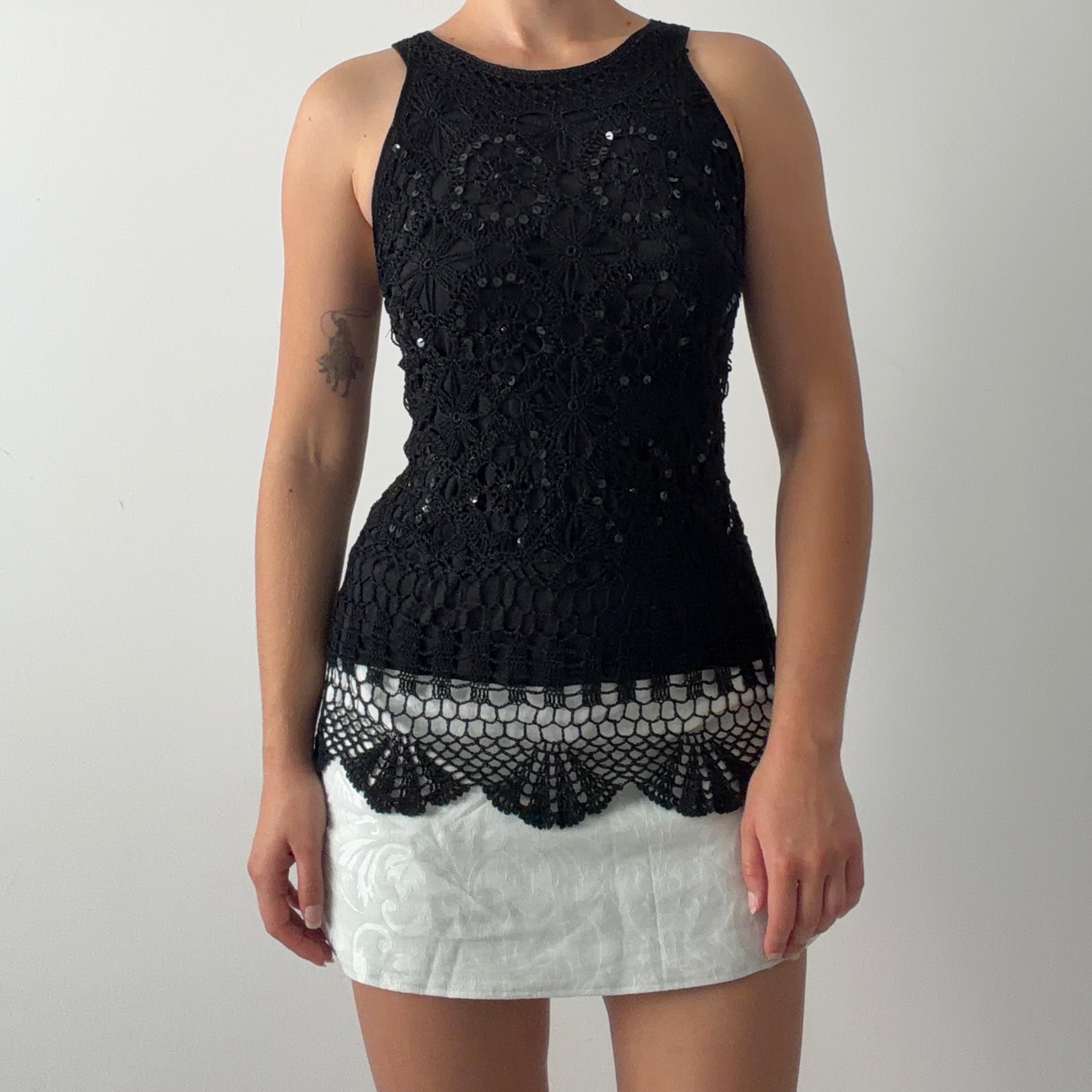 M & Co Crochet Sequin Top | L