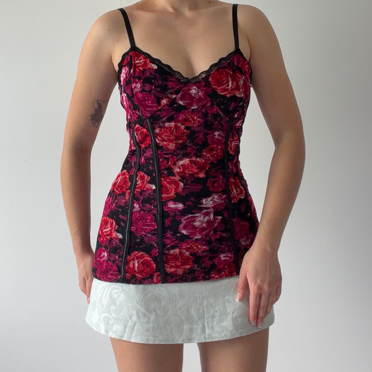 No Boundaries Rose Mesh Cami | L