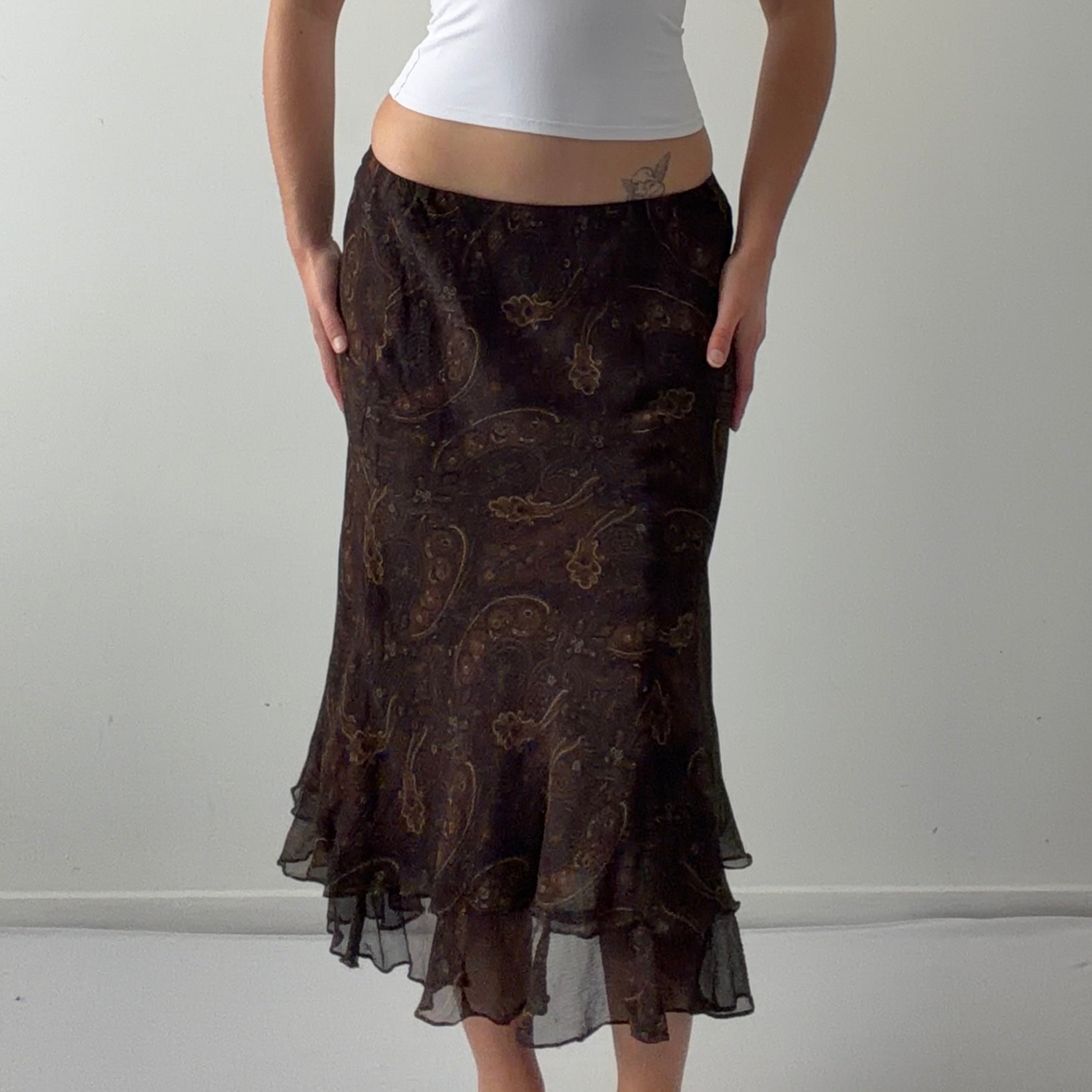 Ralph Lauren Silk Paisley Midi Skirt | 8-10