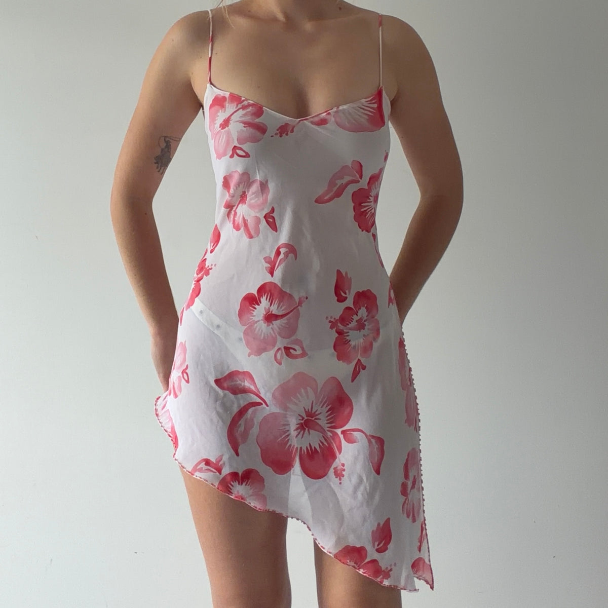 Floral Asymmetric Slip Dress | M