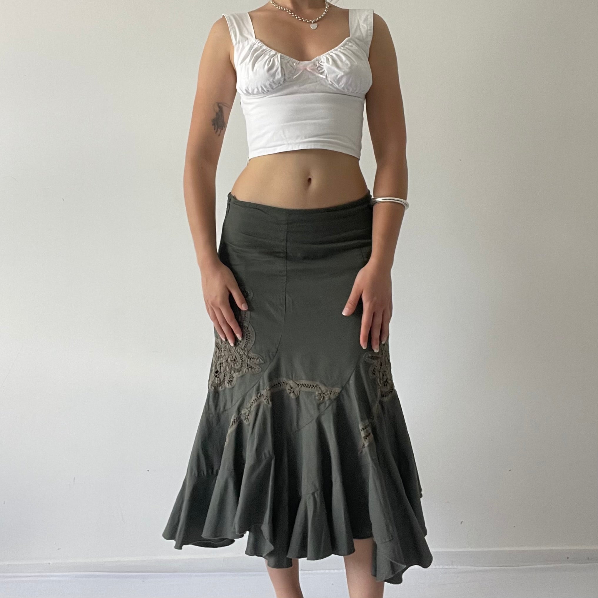 Embroidered Midi Ruffle Skirt | 6-10