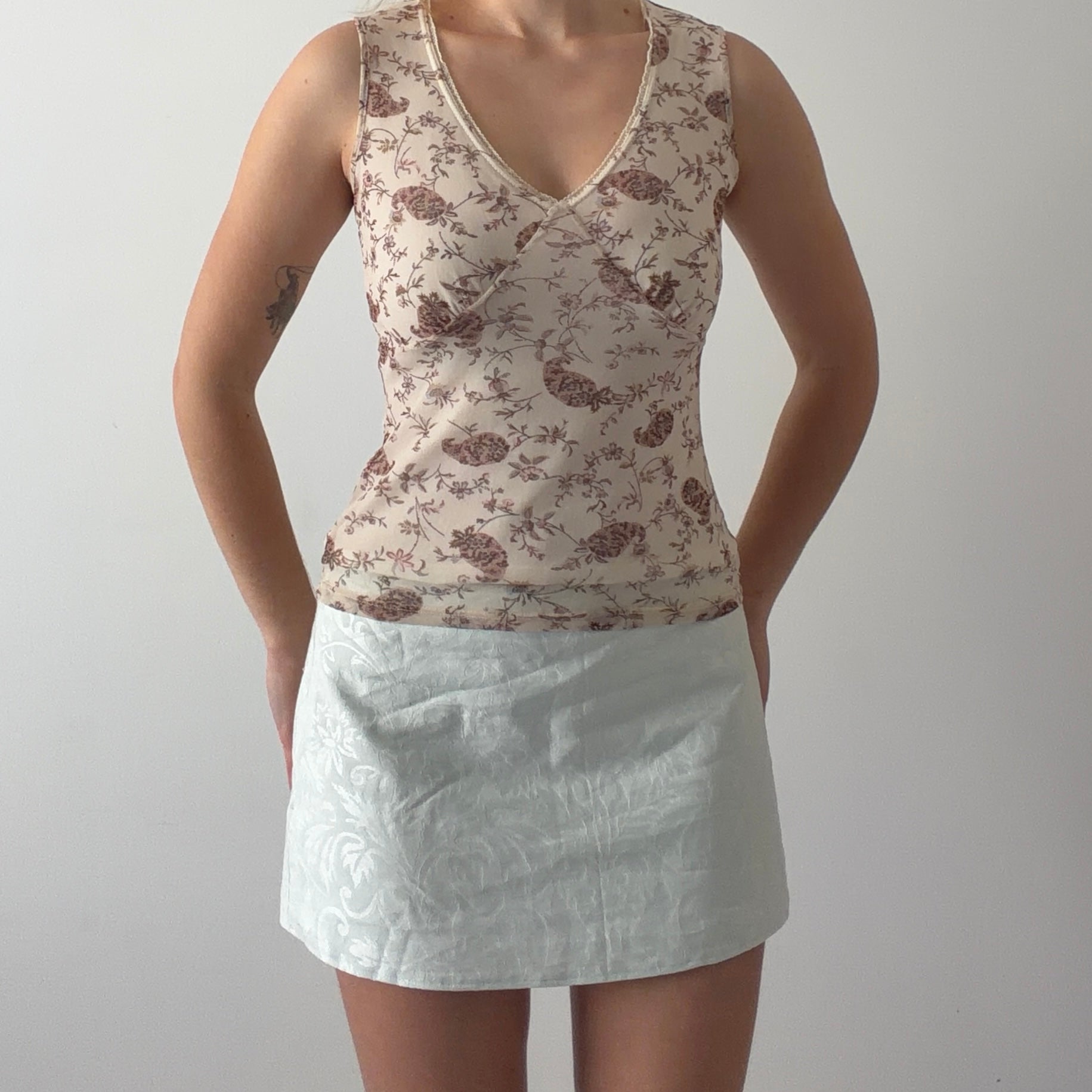 Camaieu Floral Mesh Babydoll Cami | 8-10