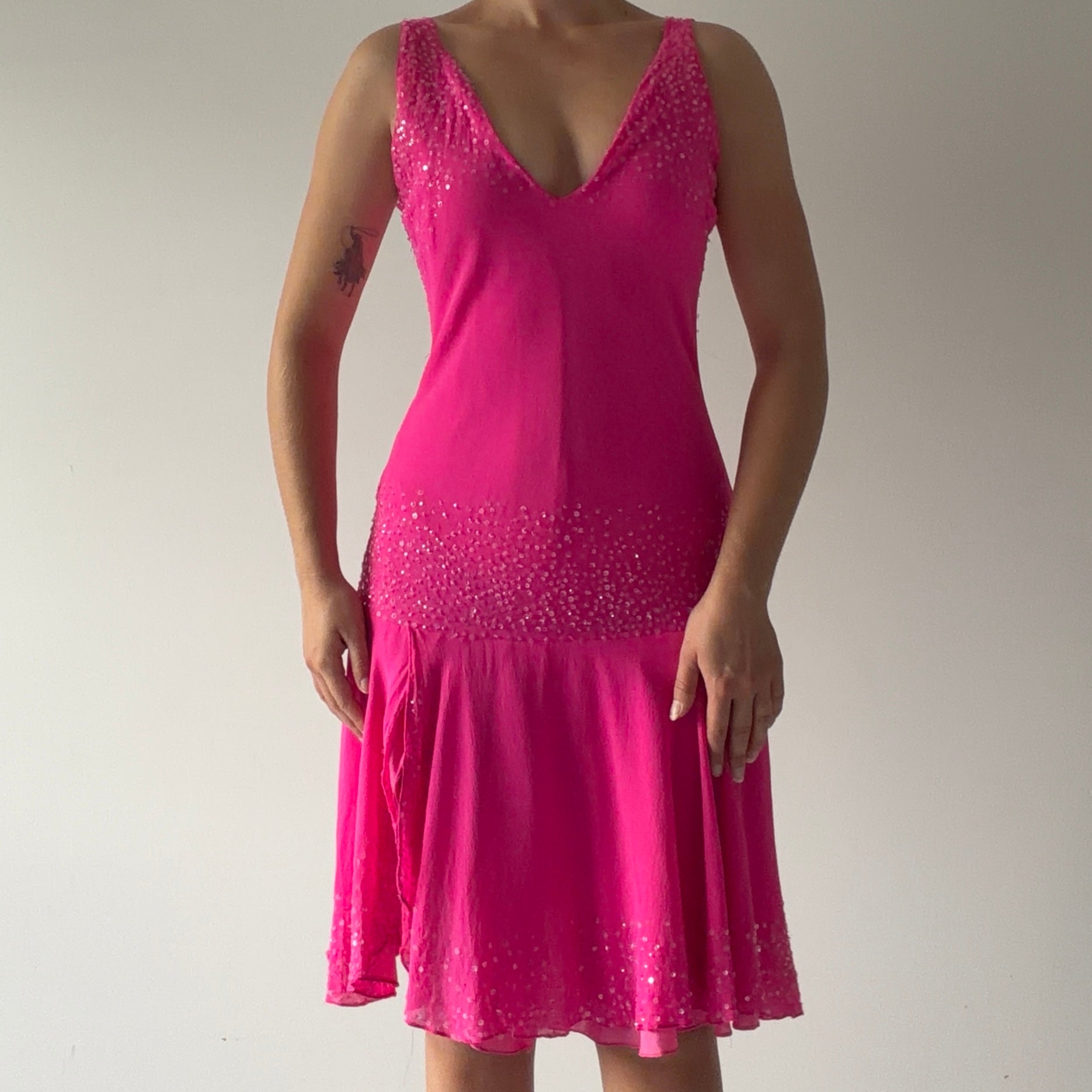 Silk Sequin Midi Dress | 8-10