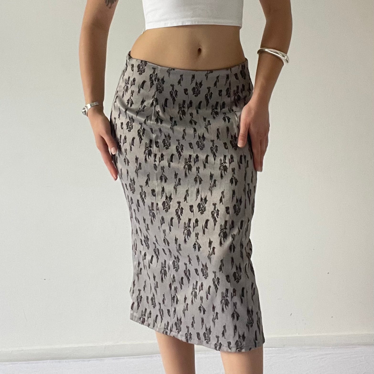 Satin Brocade Midi Skirt | 6-10