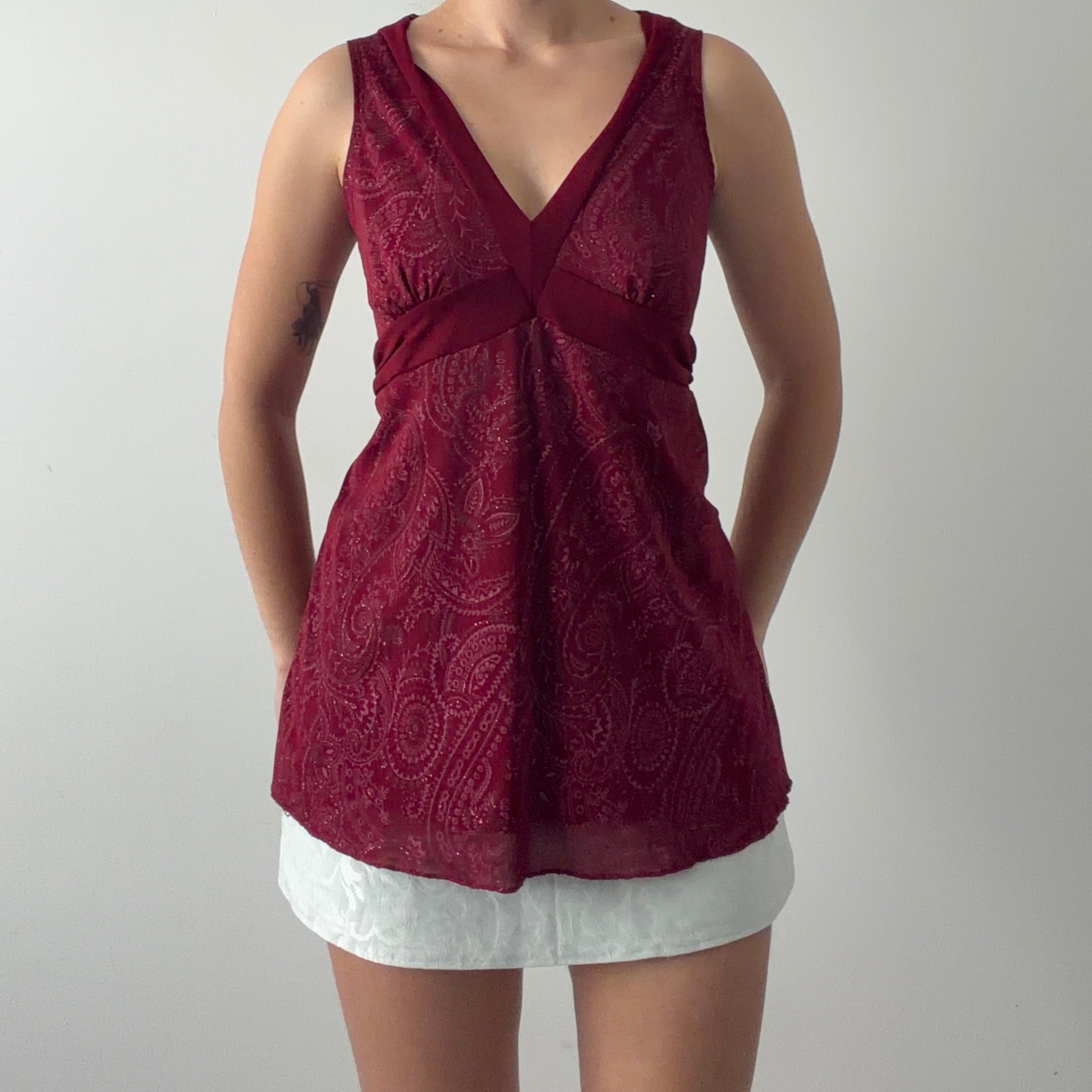 Burgandy Paisley Babydoll Cami | XL