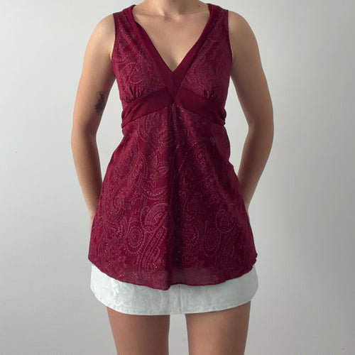 Burgandy Paisley Babydoll Cami | XL