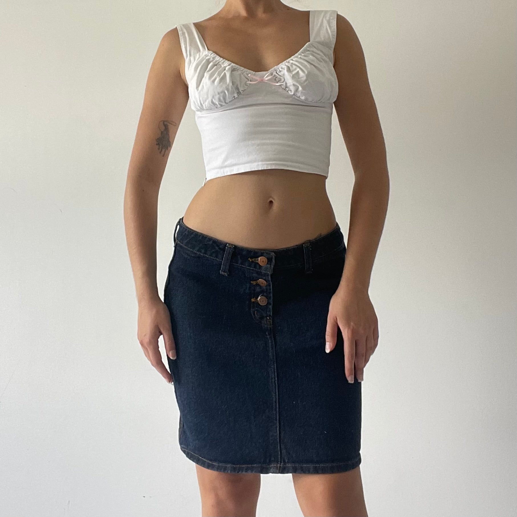 Lei Low Rise Denim Midi Skirt | 6-8