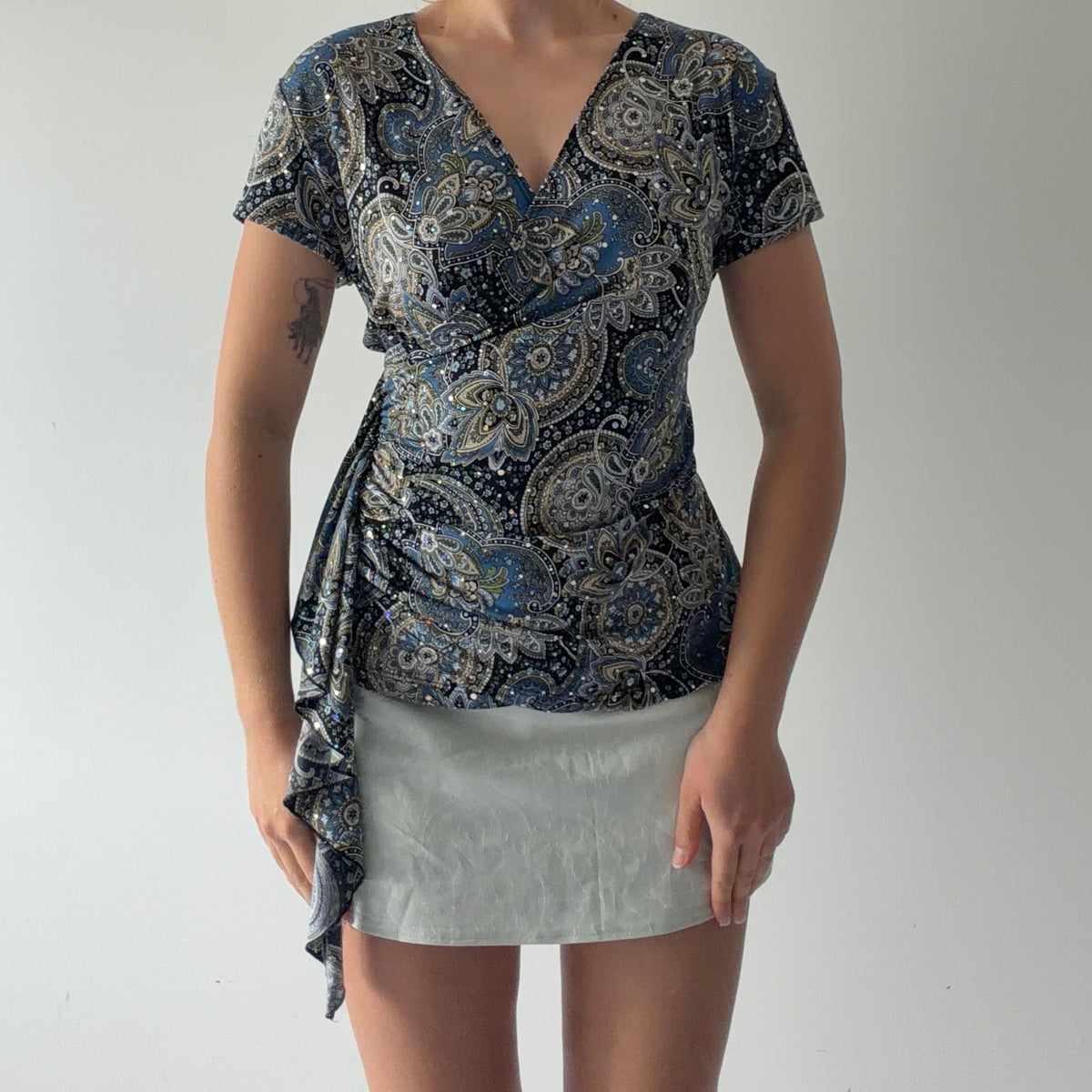 Brittany Black Paisley Wrap Top | L