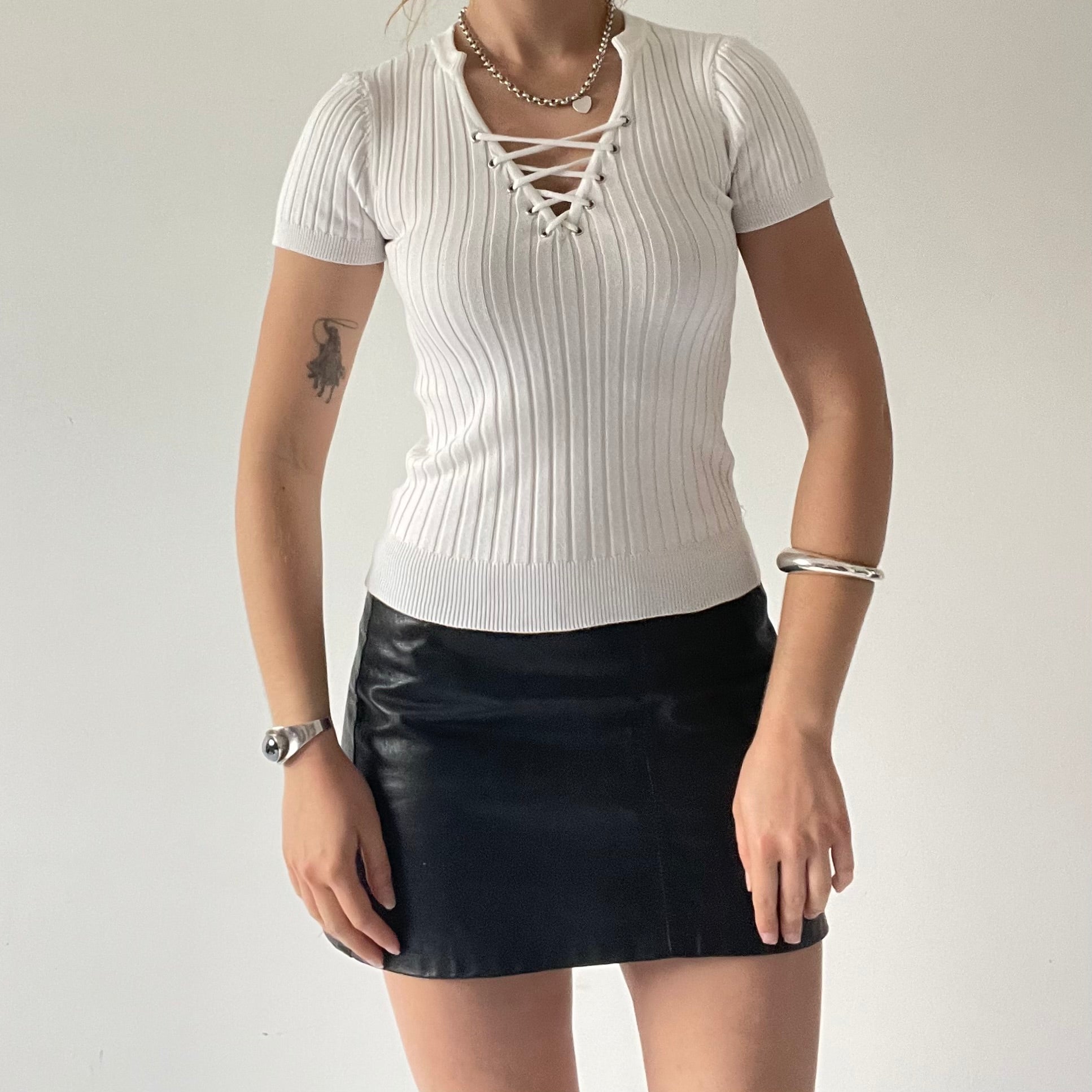 Fitted Tee Lace Up Top | 6-8