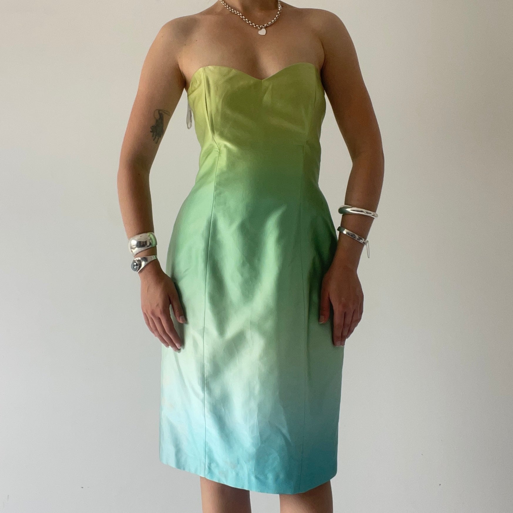 George Cross Silk Strapless Midi Dress | 10-12