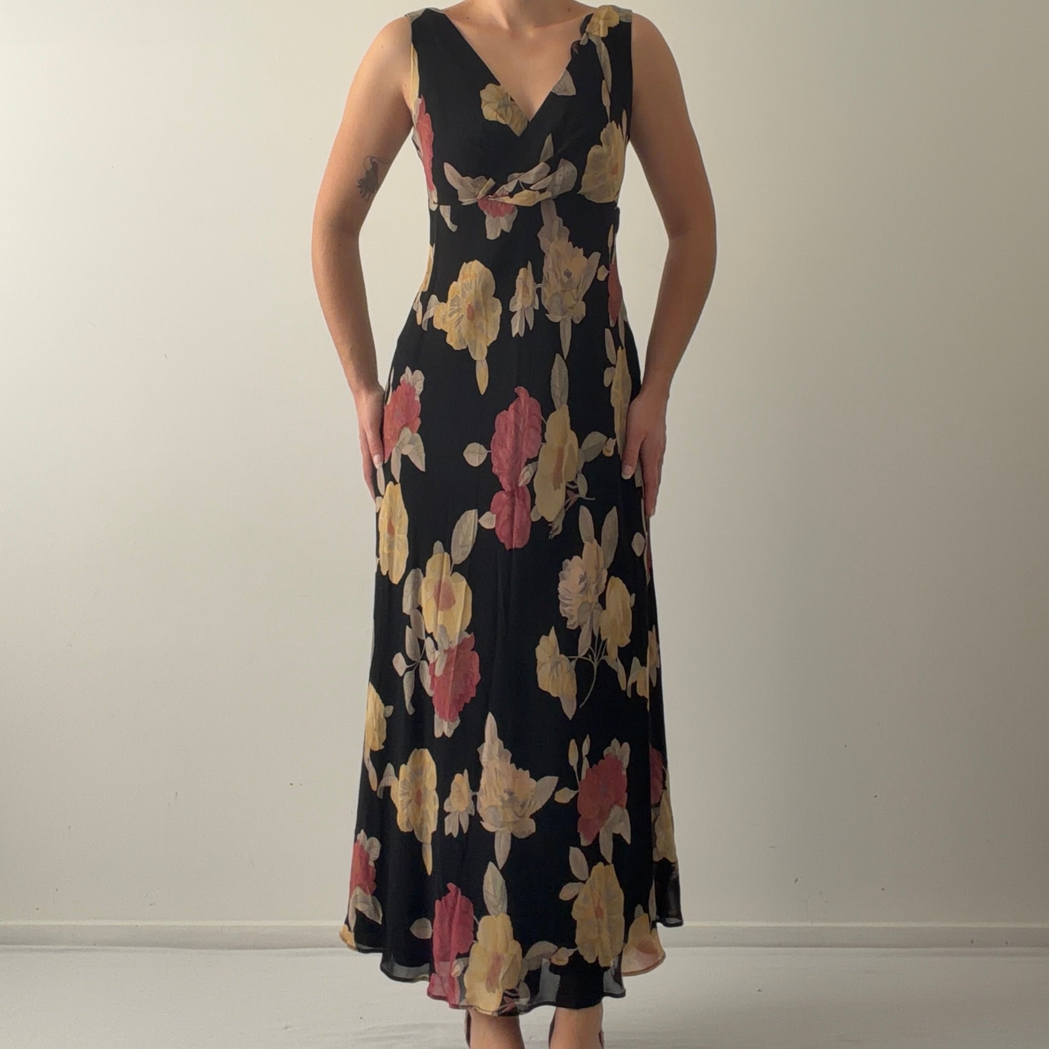 Donna Ricco Floral Midi Dress | Made in USA | 10-12