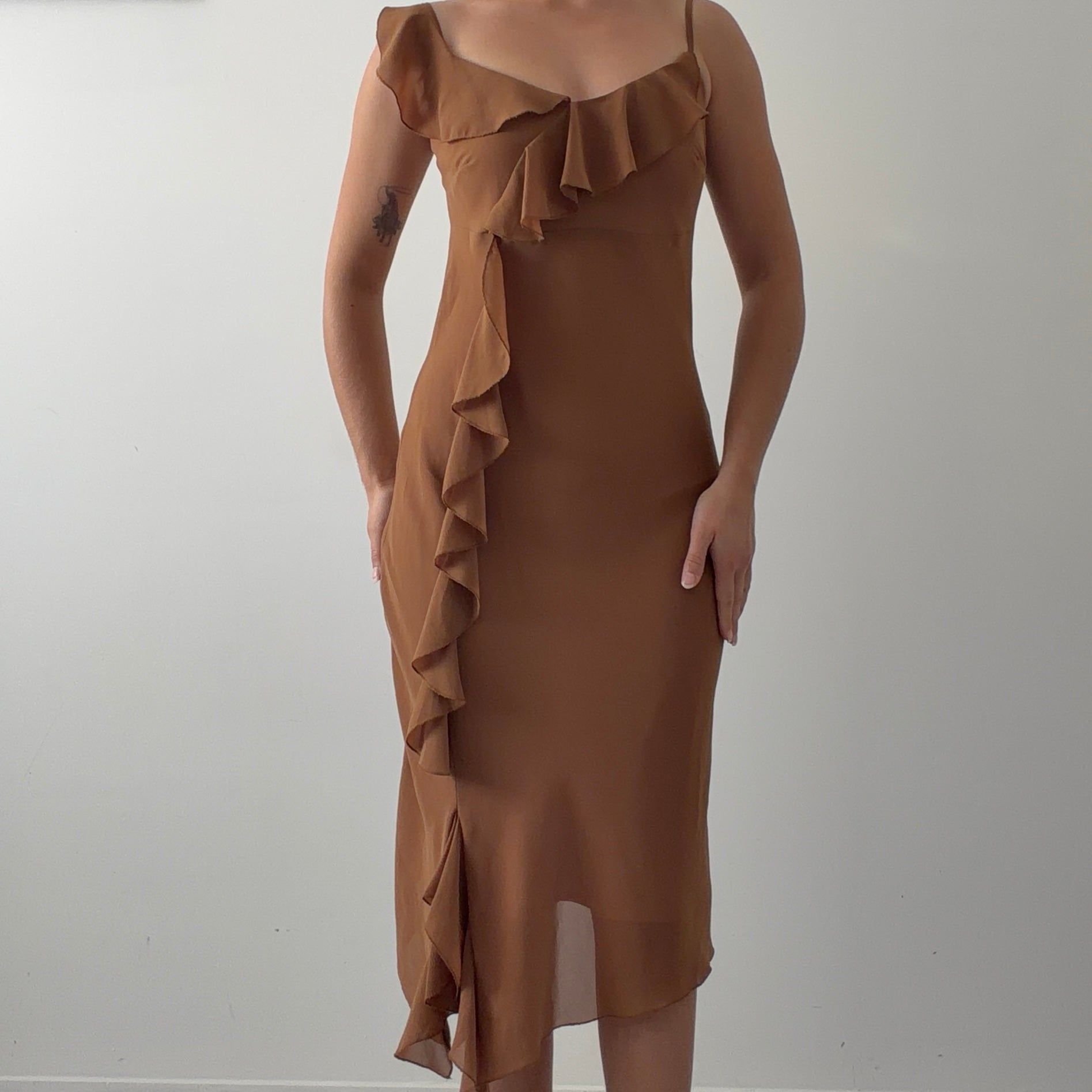Riki Nathan Ruffle Midi Dress | Made in Australia | XS