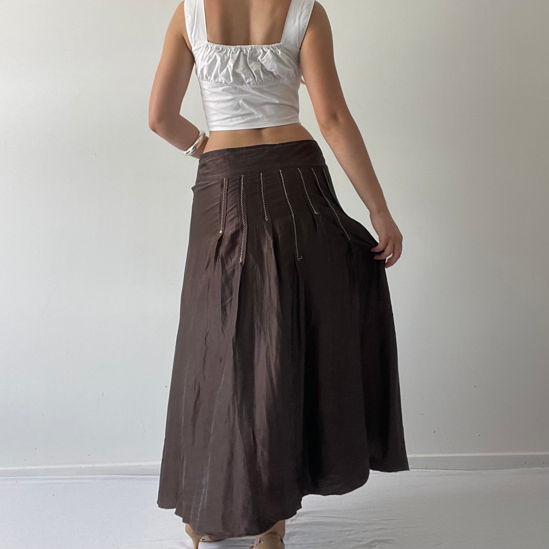 100% Silk Verge Midi Skirt | 14-16