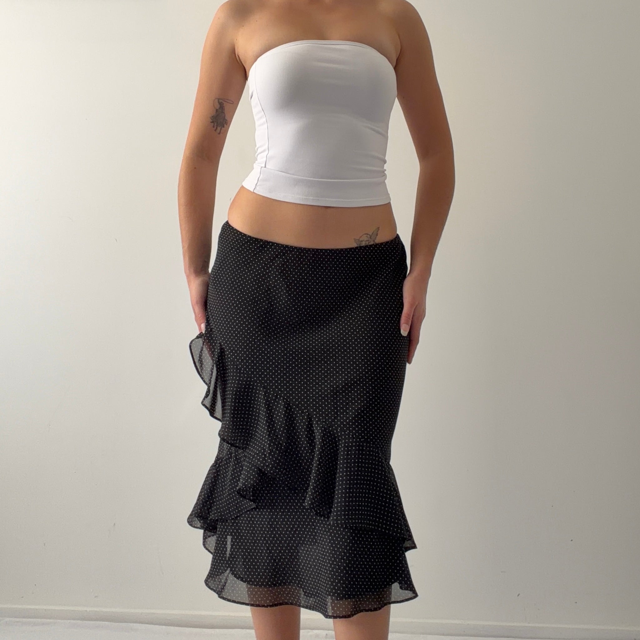 Chaps Polka Dot Ruffle Skirt | 10-14