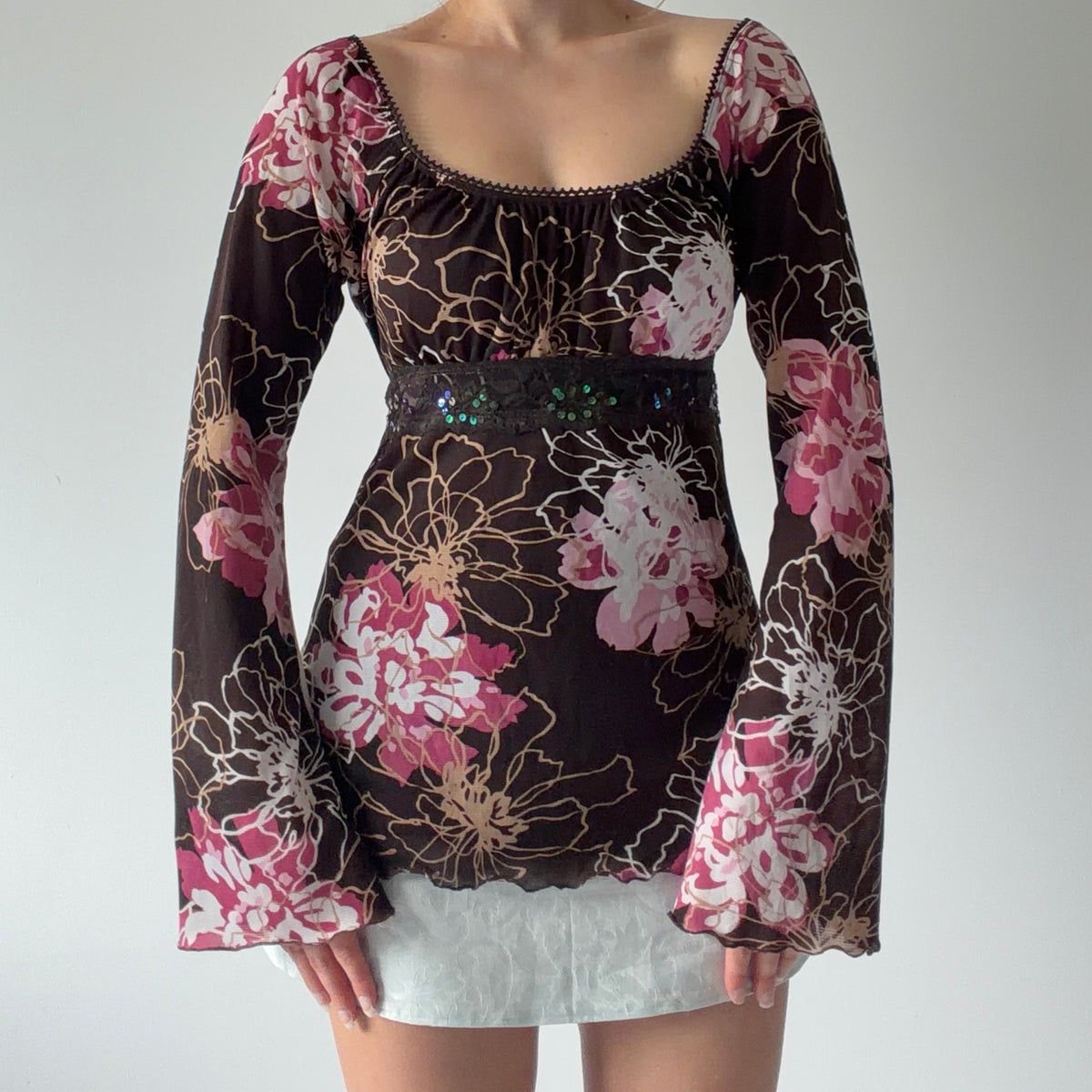 Self Esteem Floral Bell Sleeve Top | S-M