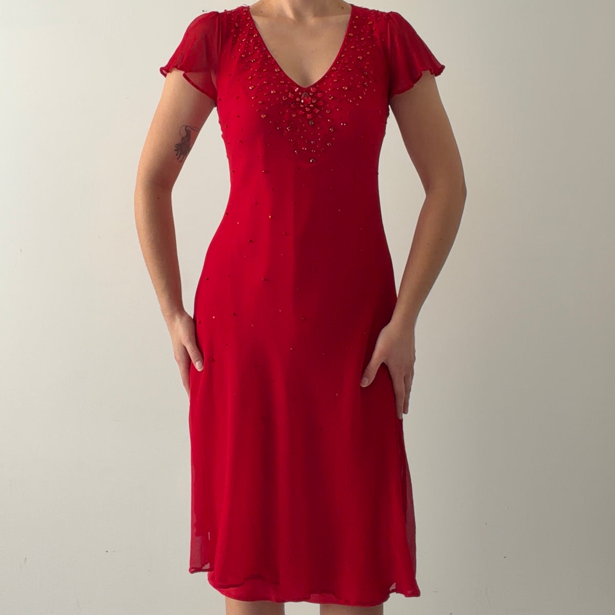 Together Silk Beaded Midi Dress | S