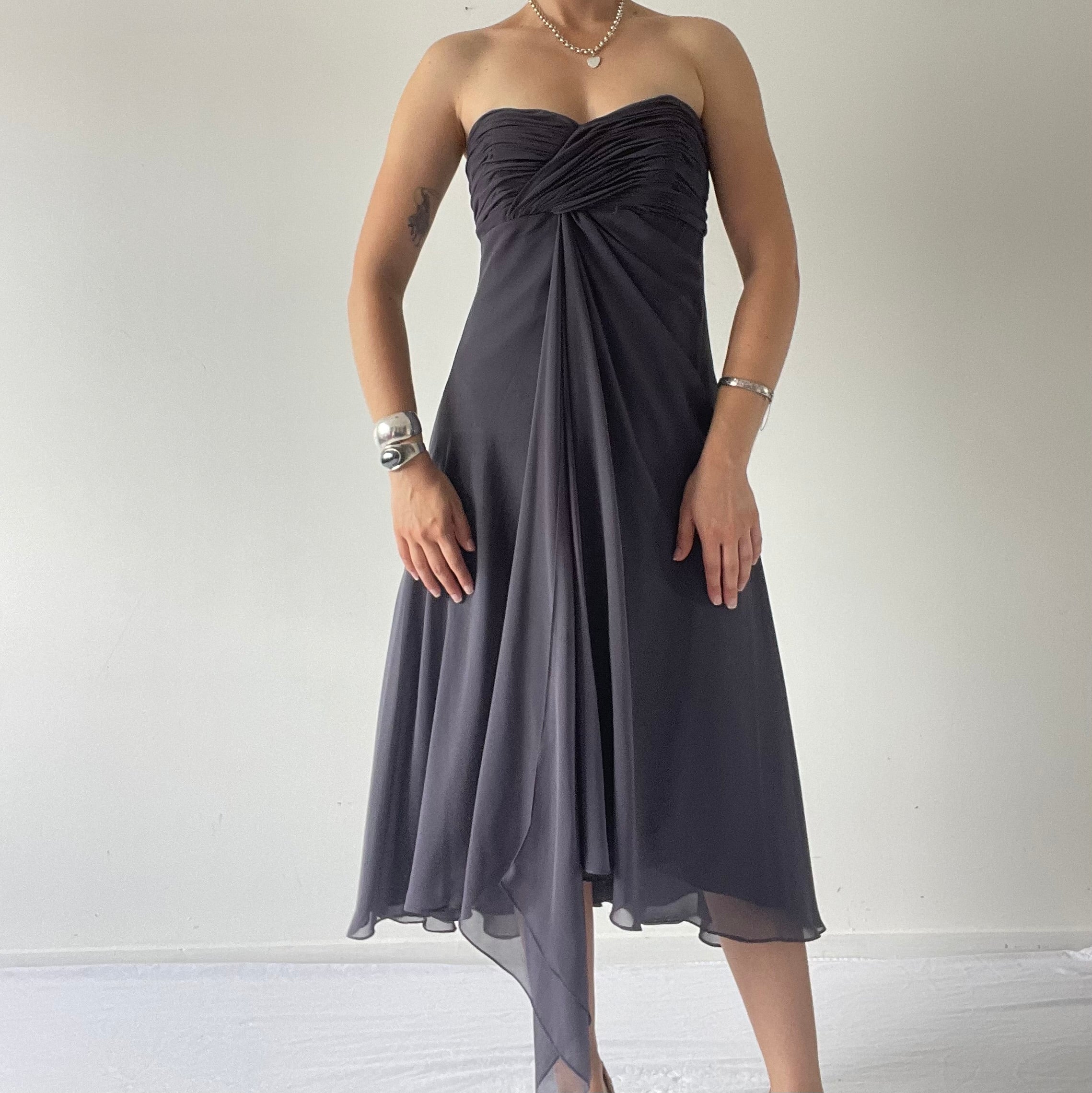 Nadia Couture Strapless Corset Midi Dress | M