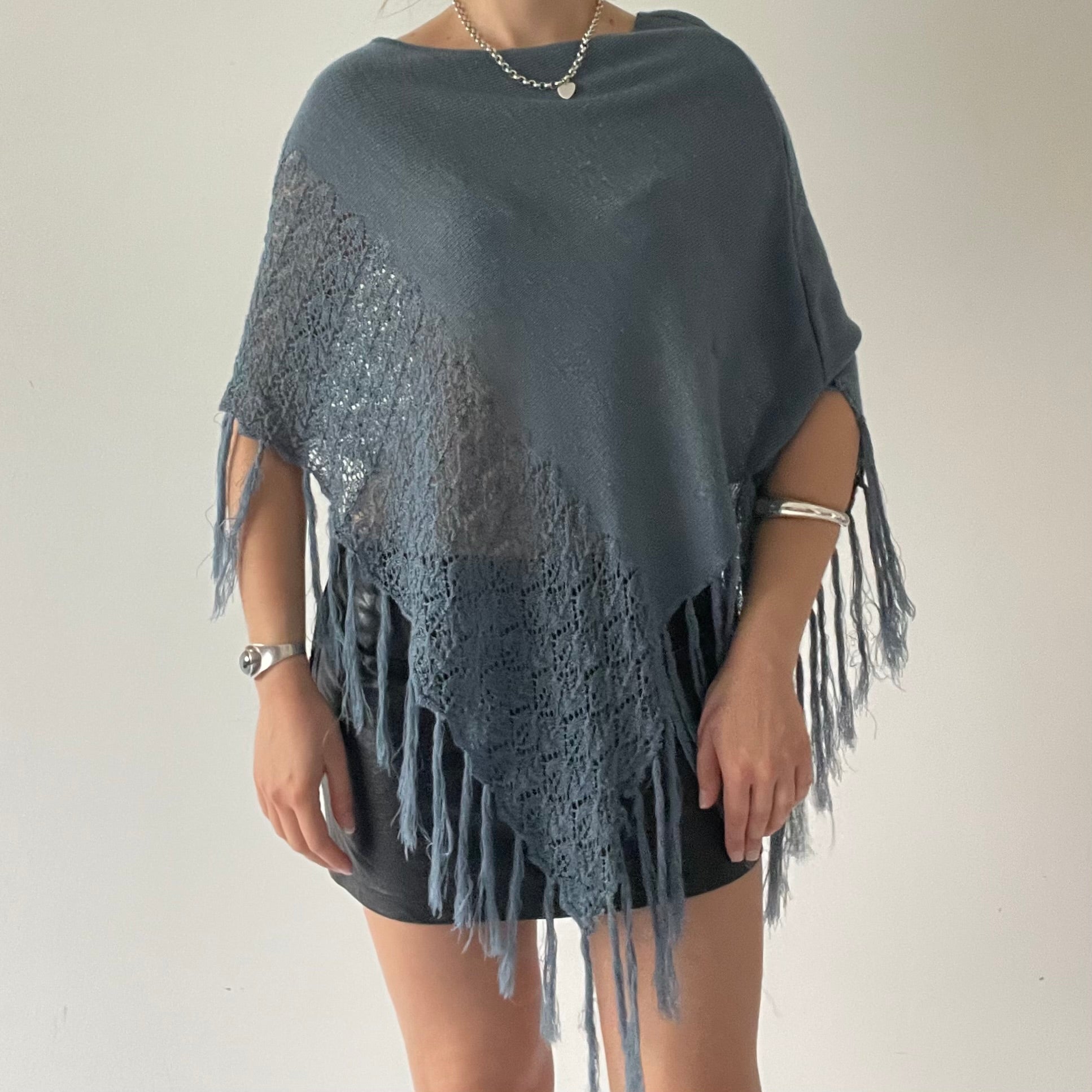 Crochet Knit Poncho | OS