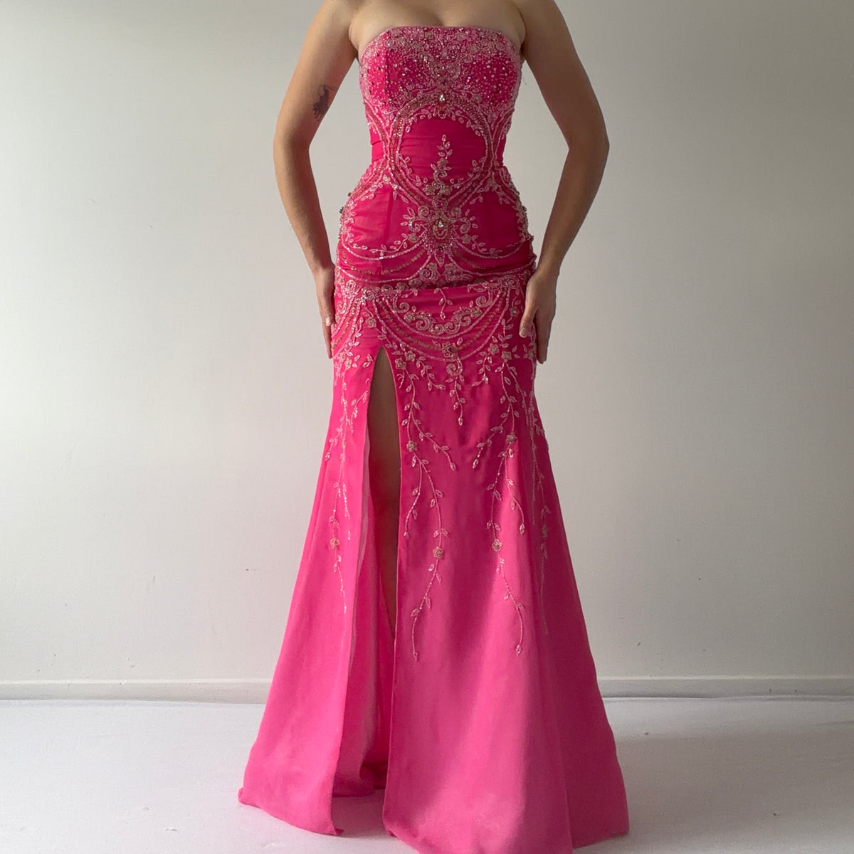Riva Beaded Strapless Dress | XS