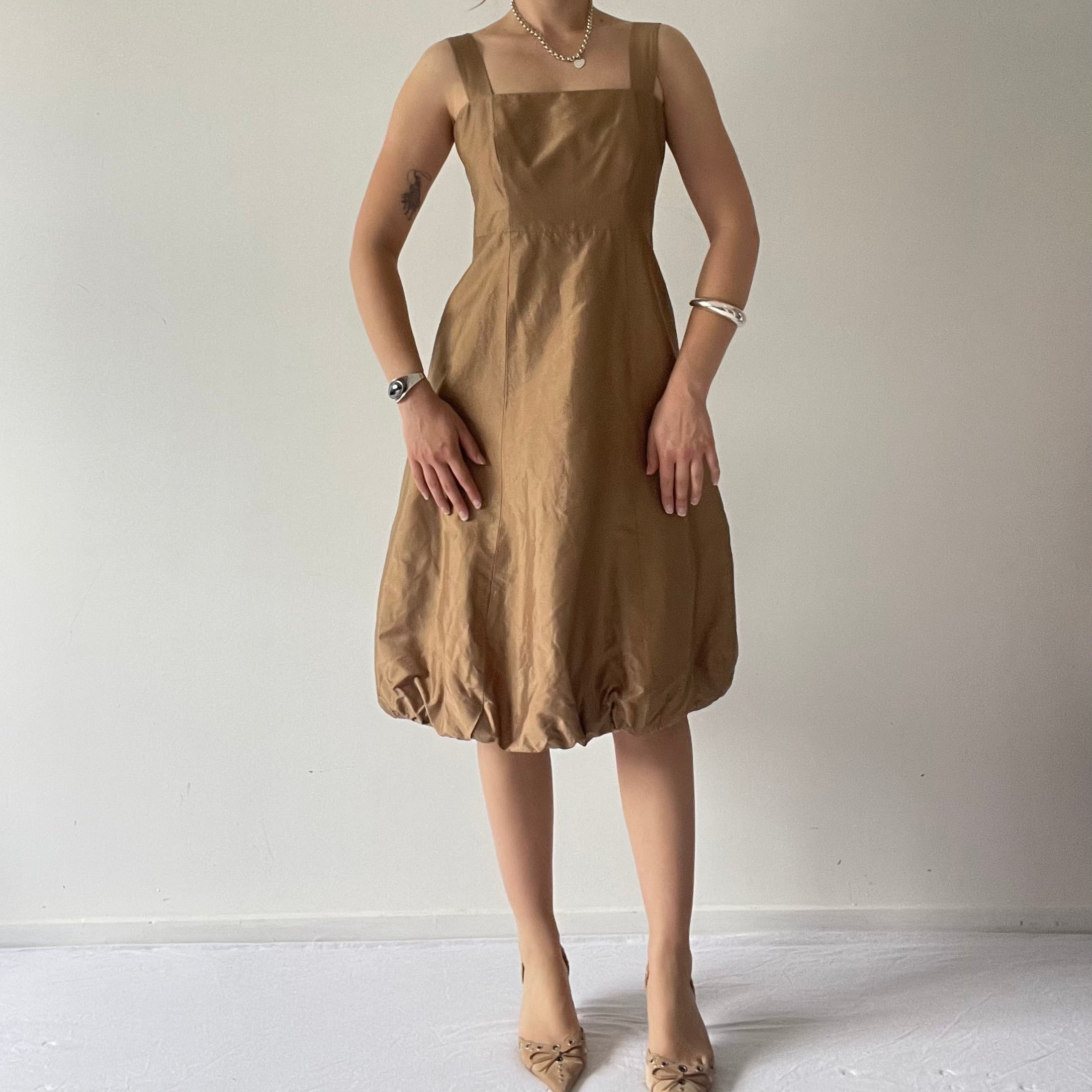 Silk Bubble Hem Midi Dress | 8-10