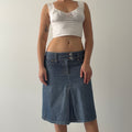 90s Max Denim Midi Skirt | 10-12