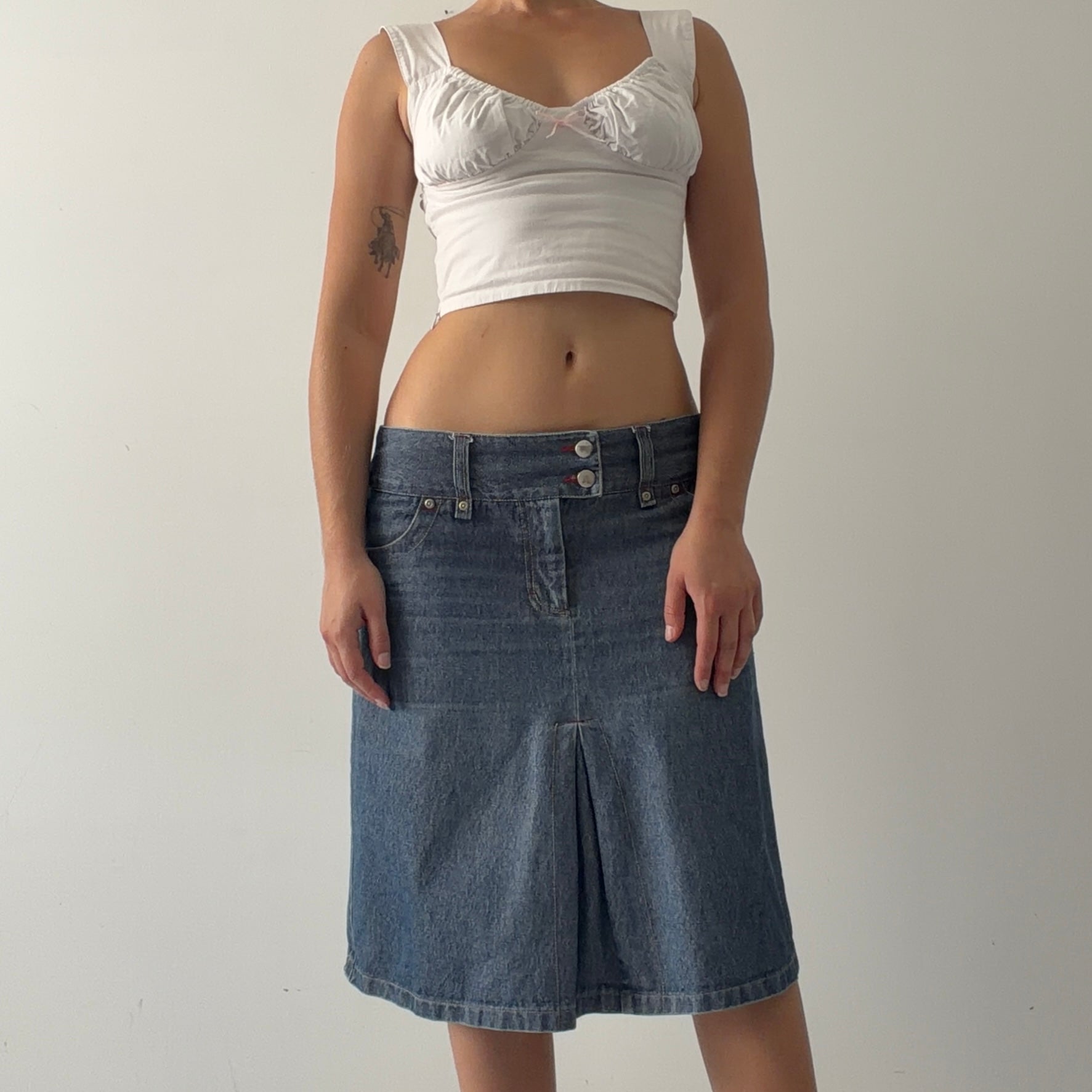90s Max Denim Midi Skirt | 10-12