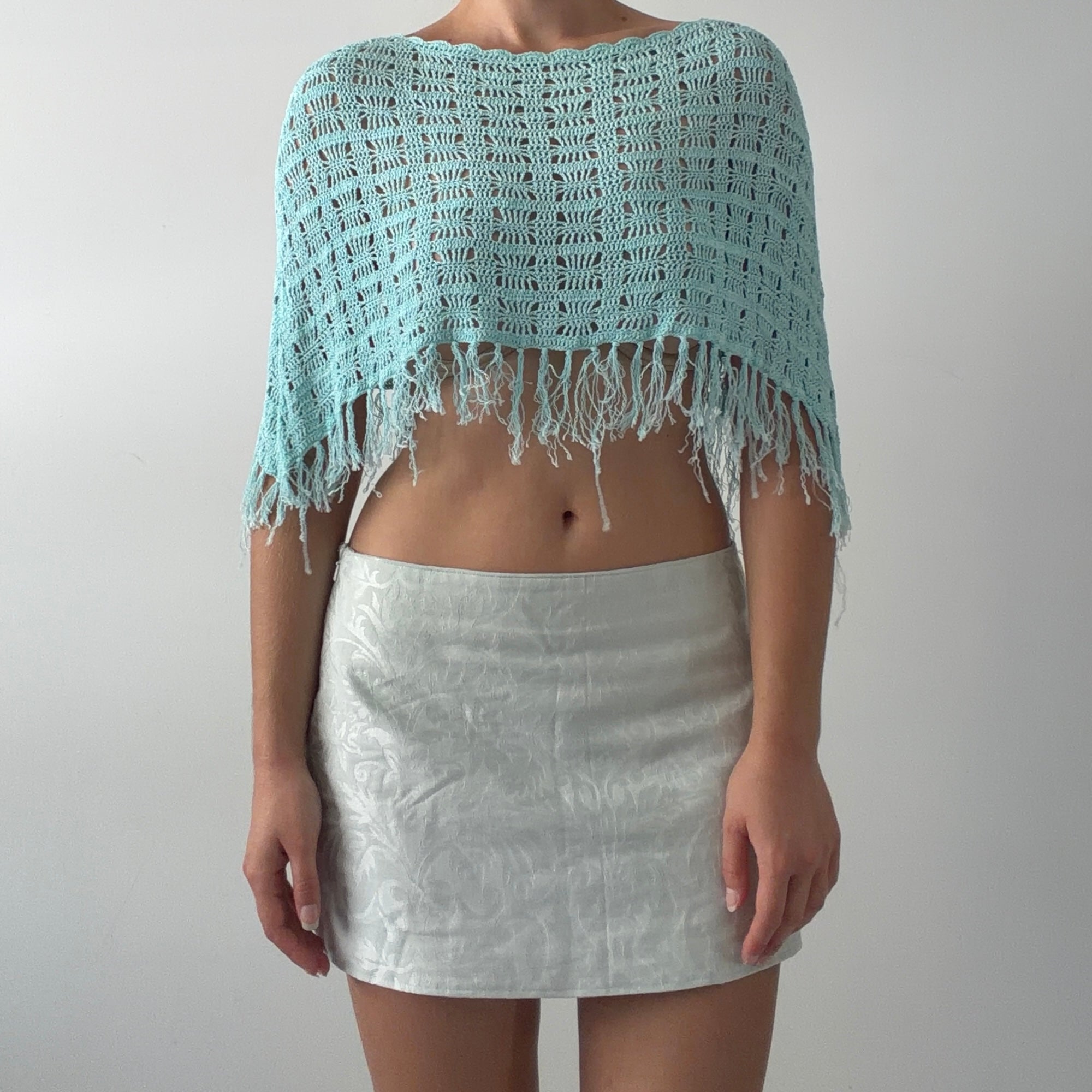 New York & Company Crochet Poncho Top | OS