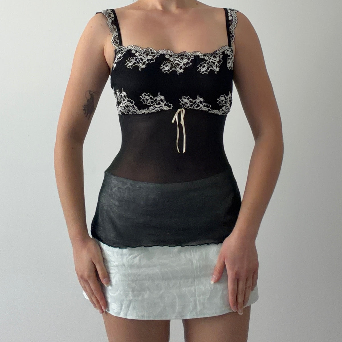 Gilligan & O'Malley Mesh Lace Cami | M