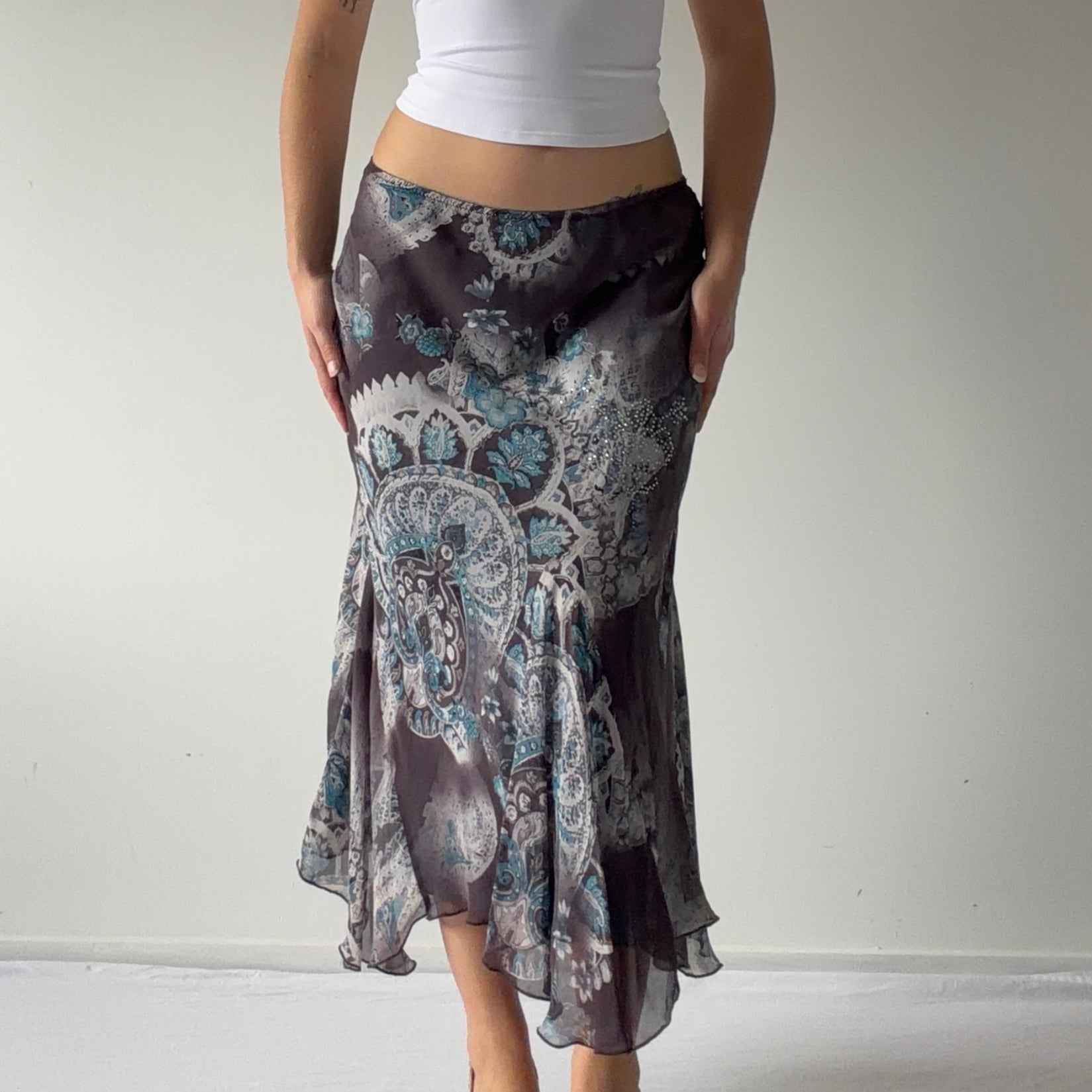 Marta Palmieri Silk Beaded Skirt | Made in Italy | S