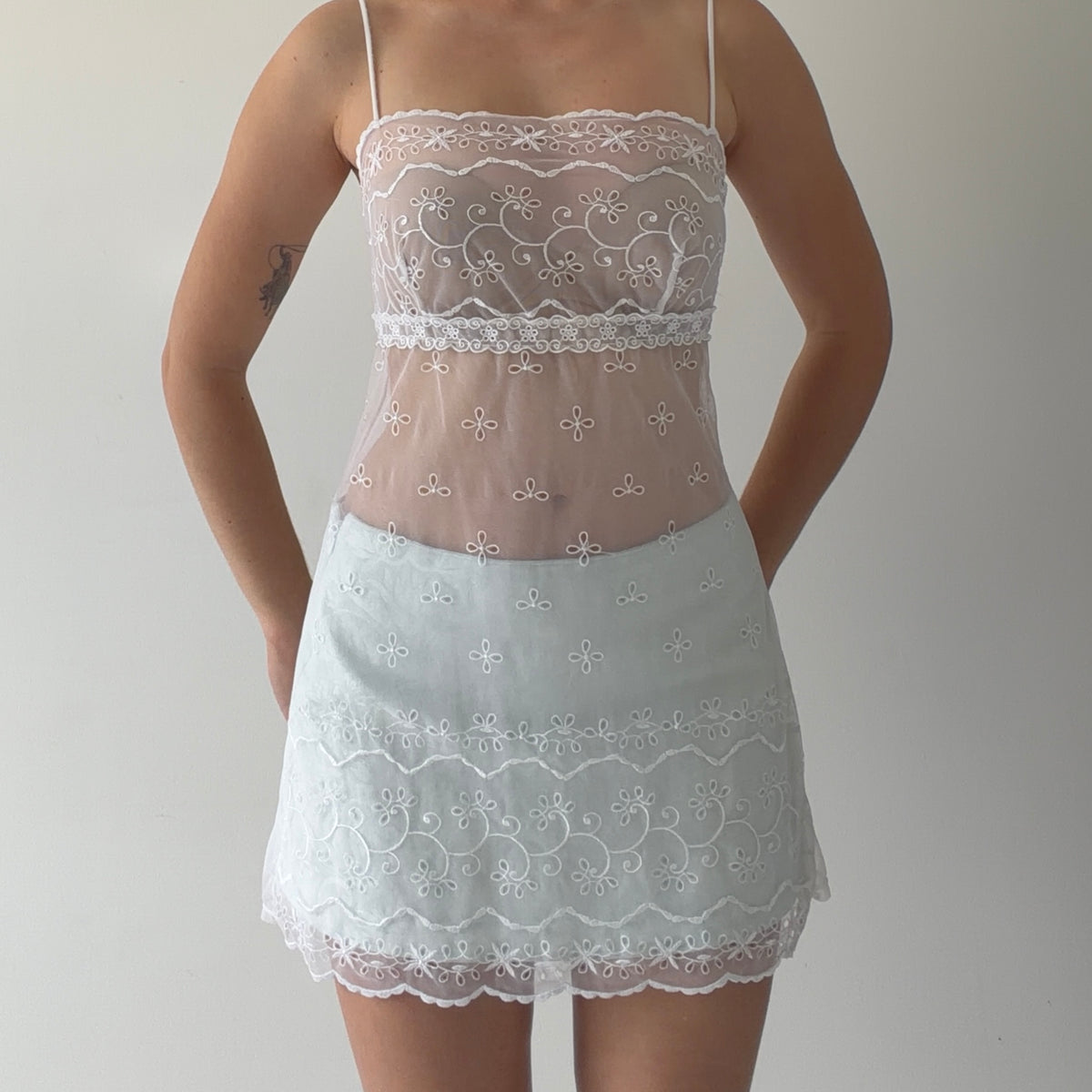 Victoria's Secret Broderie Mesh Slip | M